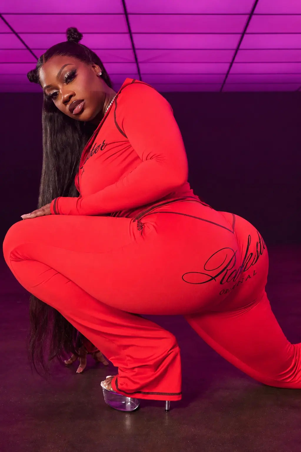 Arzena Red/Black Zip Up Lounge Track Set– Rockstar Original