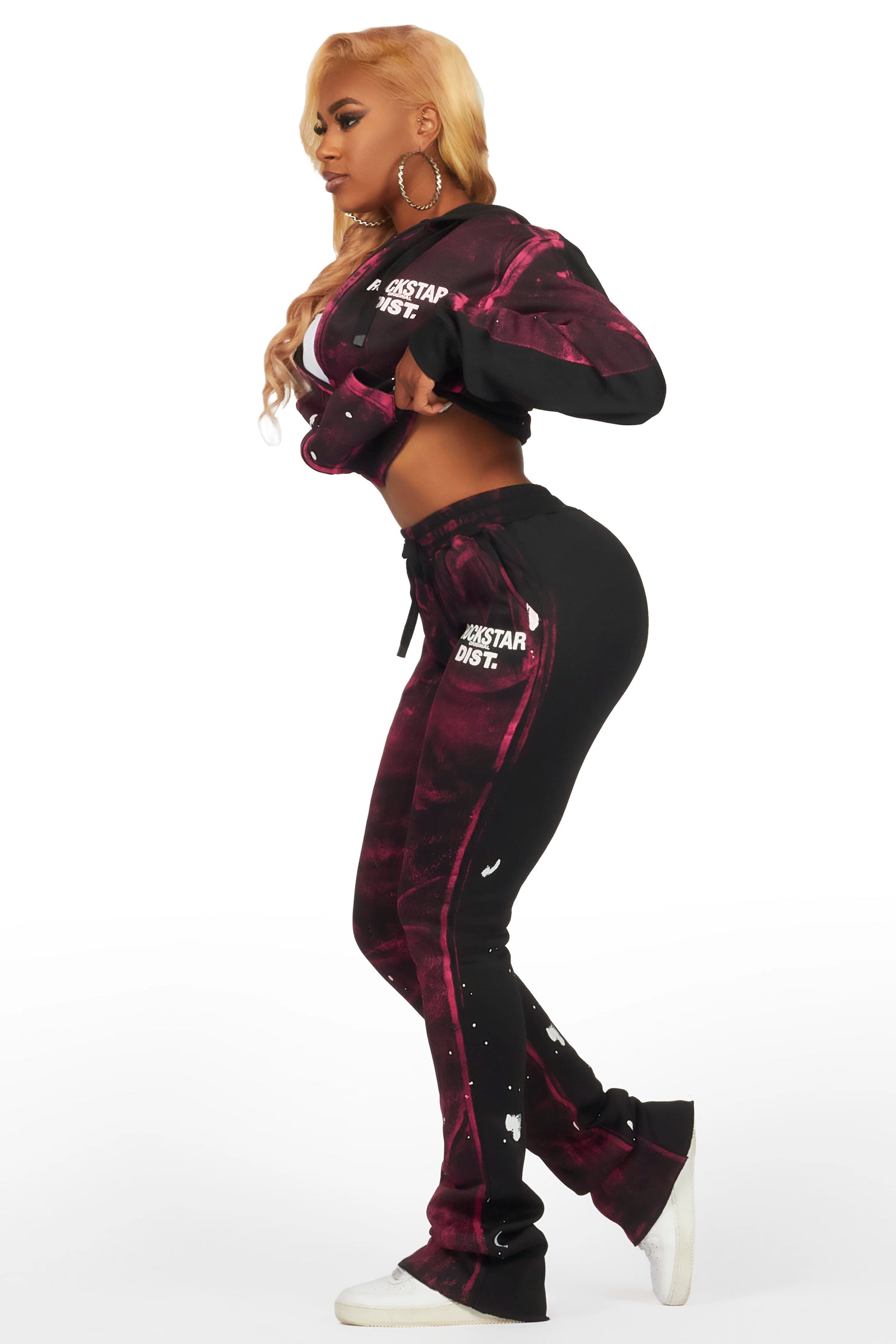 Martina Black Zip Up Super Stacked Trackset