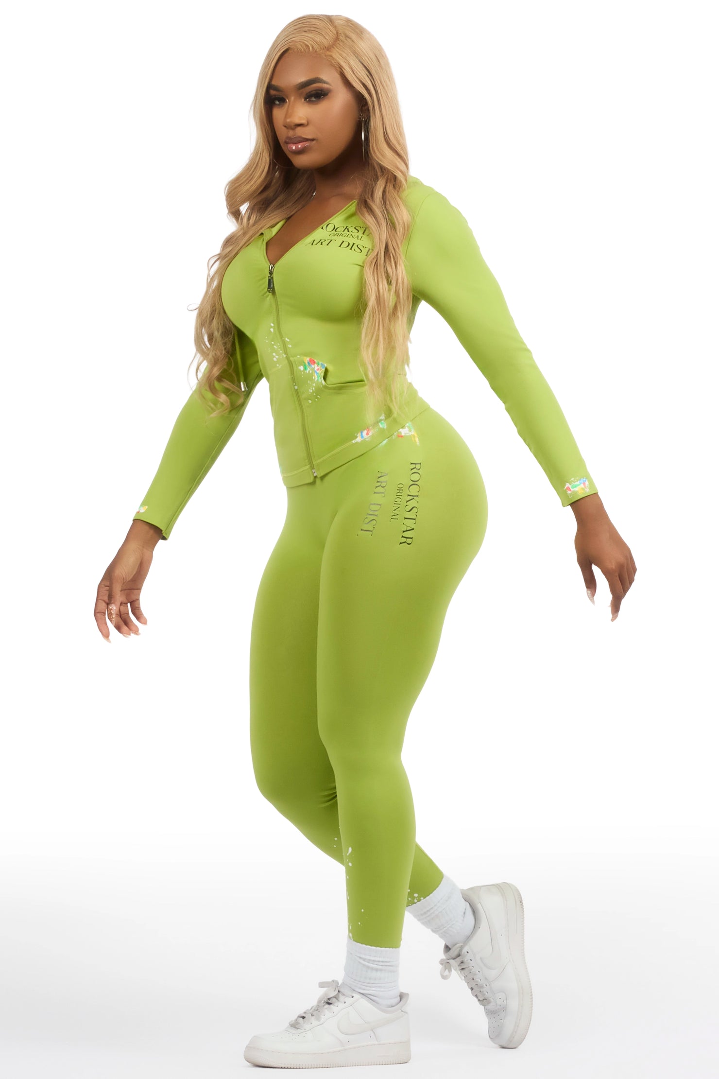 Kelci Neon Green Painted Active Set