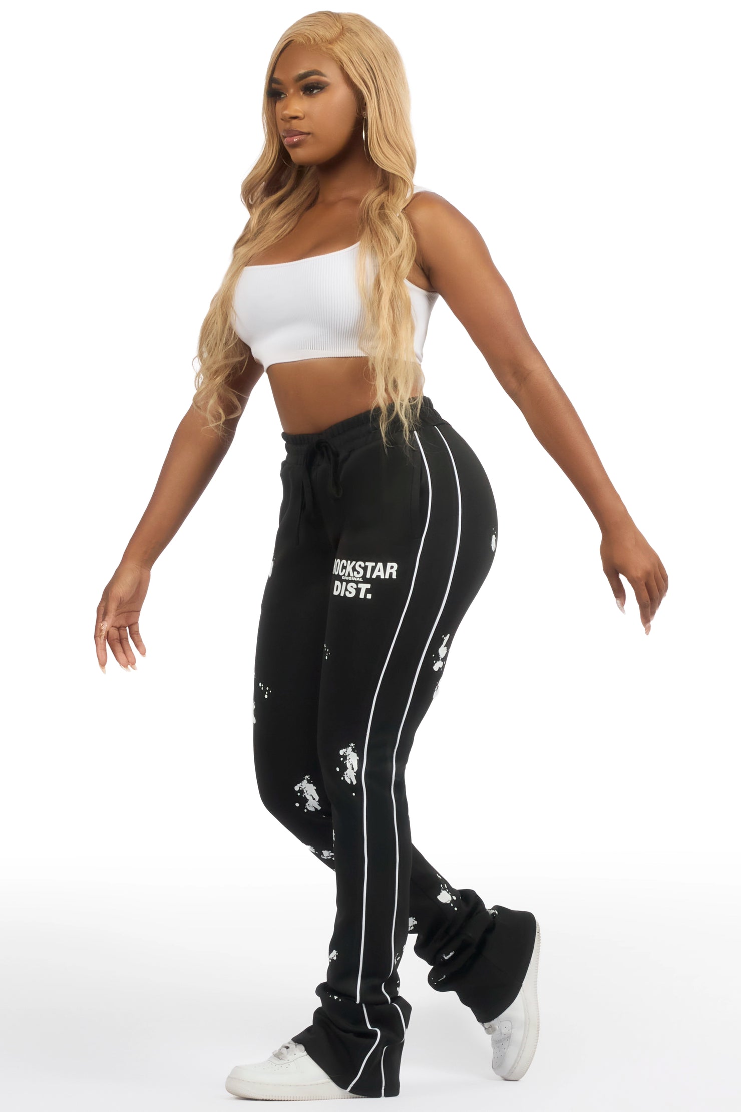 Selah Black Stacked Track Pant