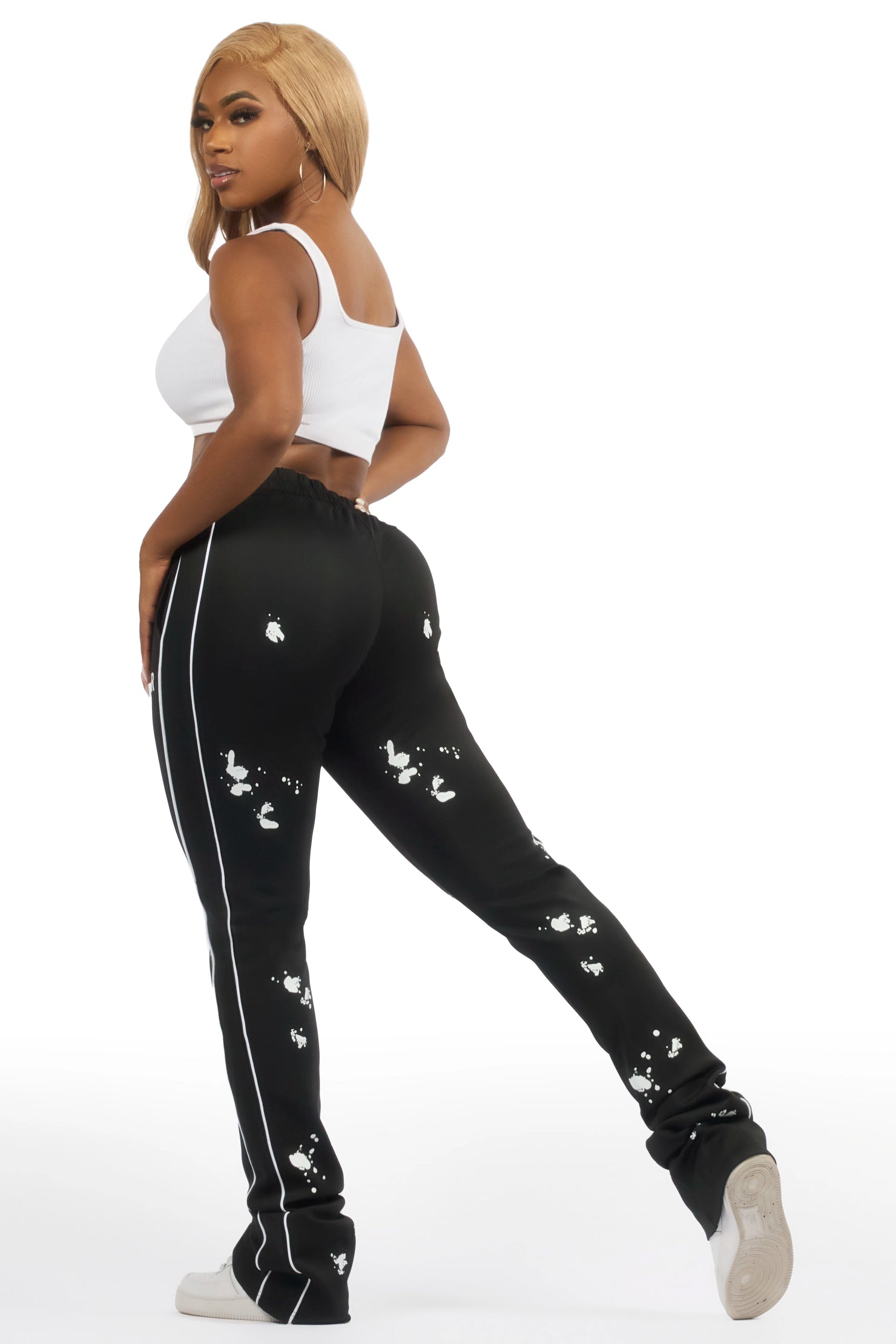 Selah Black Stacked Track Pant
