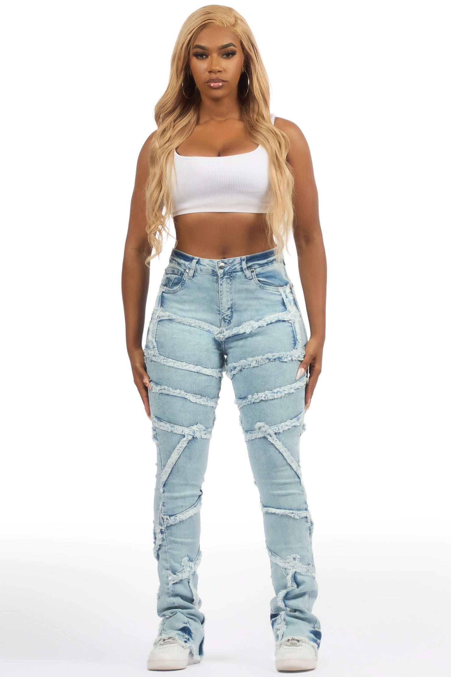 Zytaii Light Wash Stacked Flare Jean