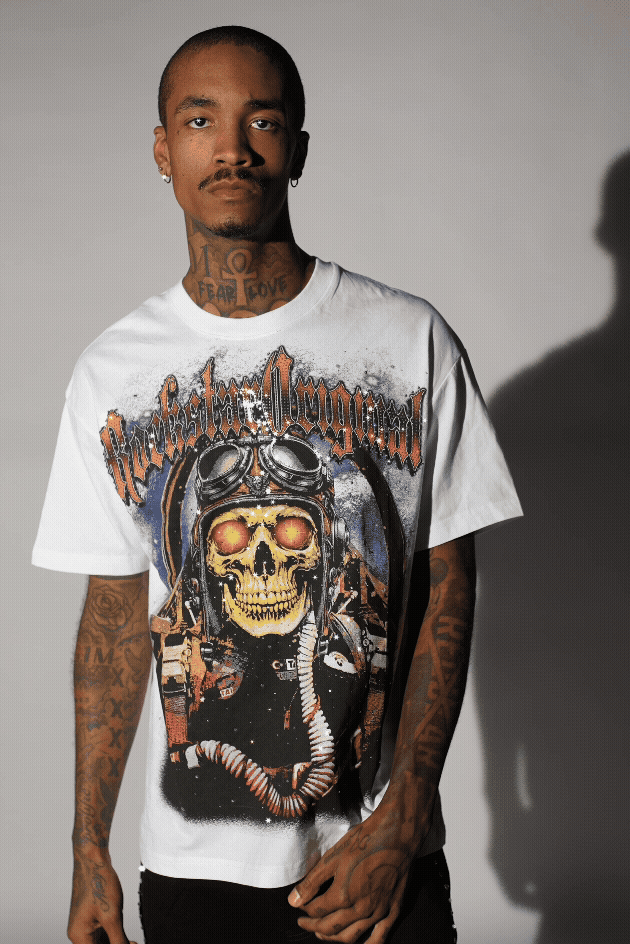 Airhart White Graphic Rhinestone T-Shirt