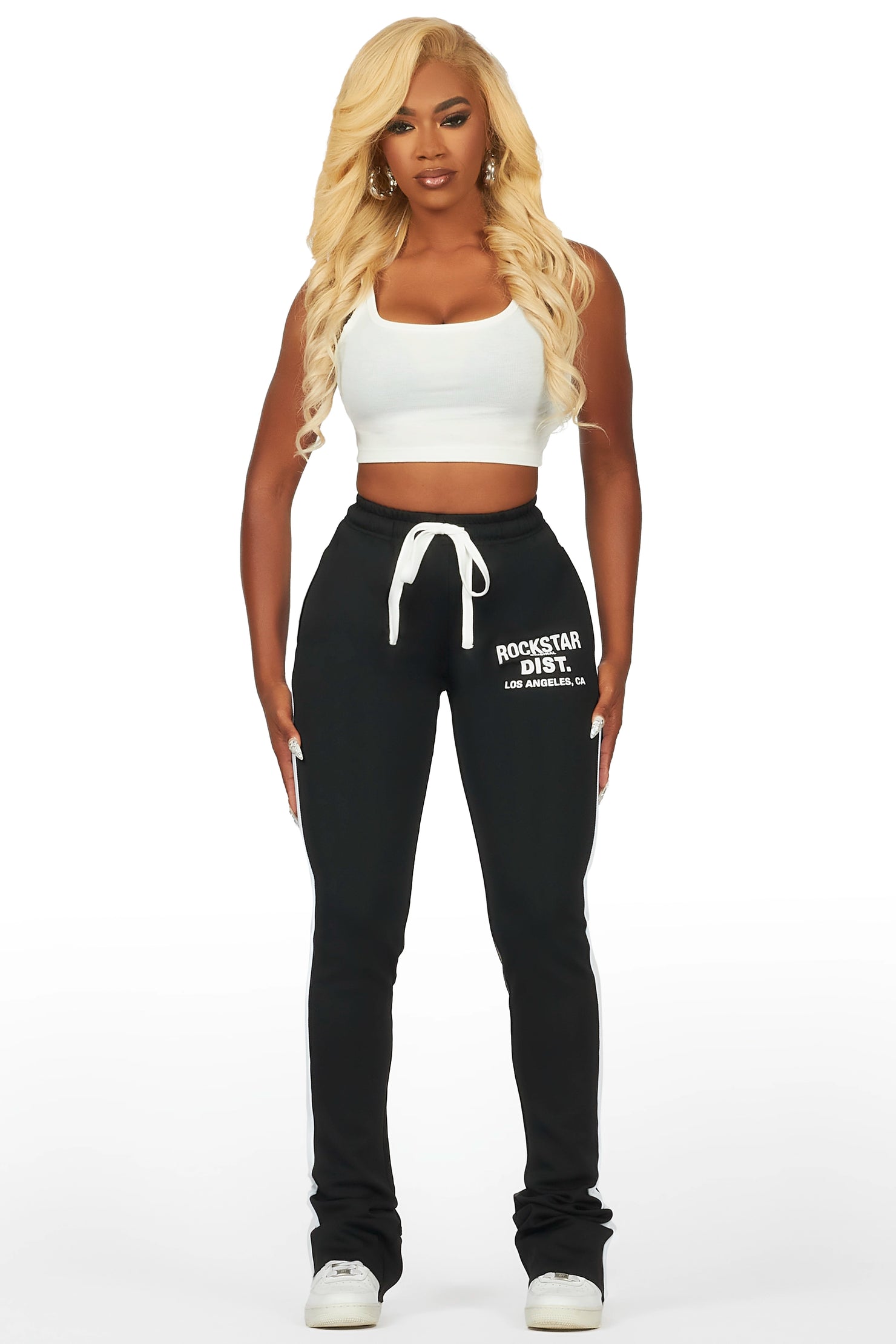 Savannah Black Super Stacked Track Pant