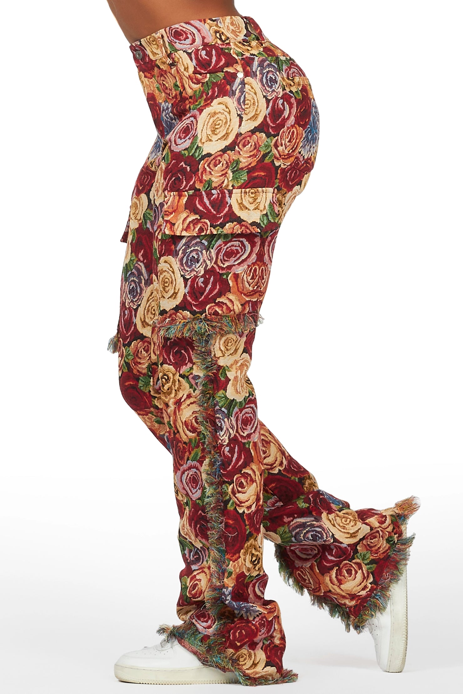 Darresha Red Floral Tapestry Stacked Pant