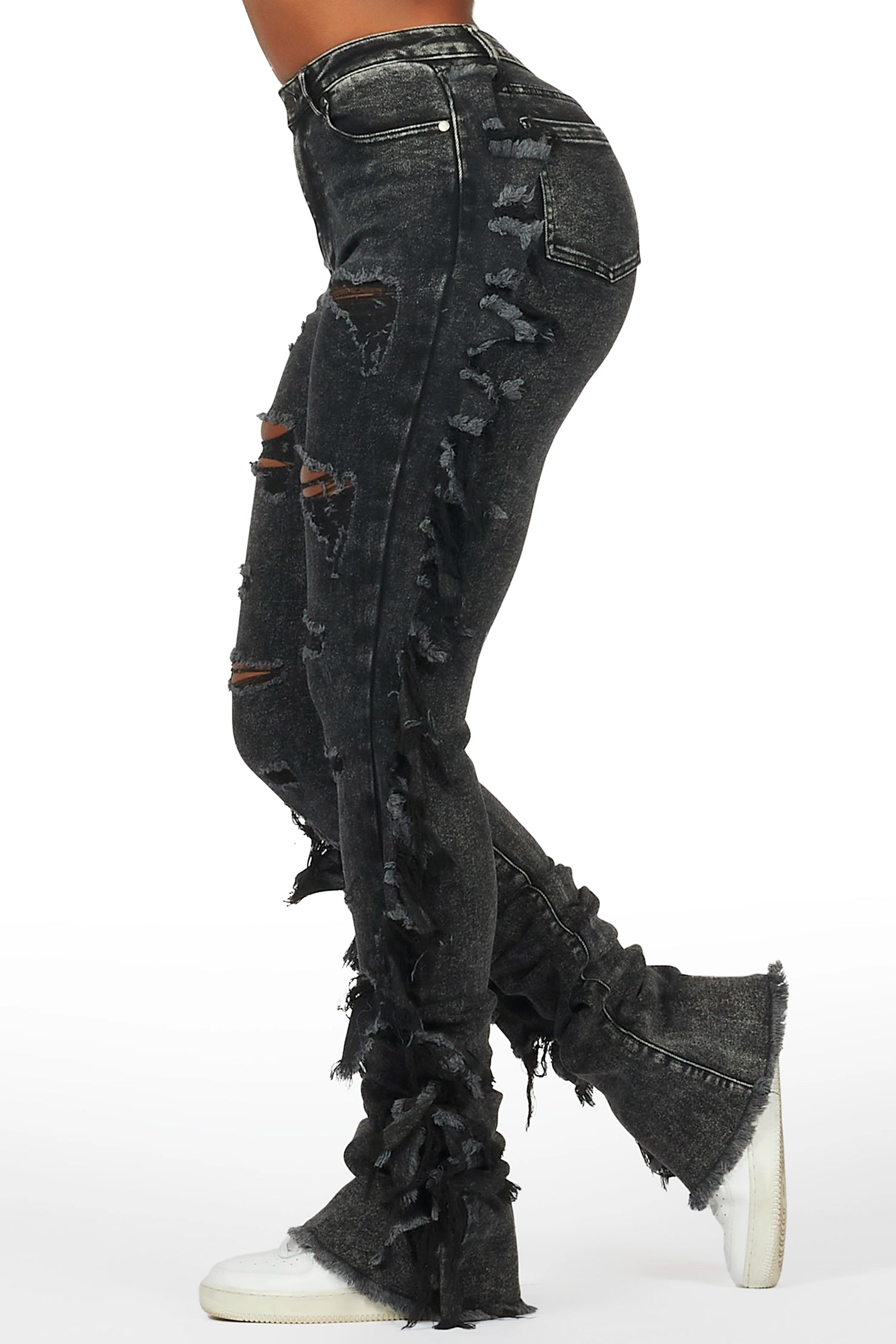Cataleya Black Wash Super Stacked Jean