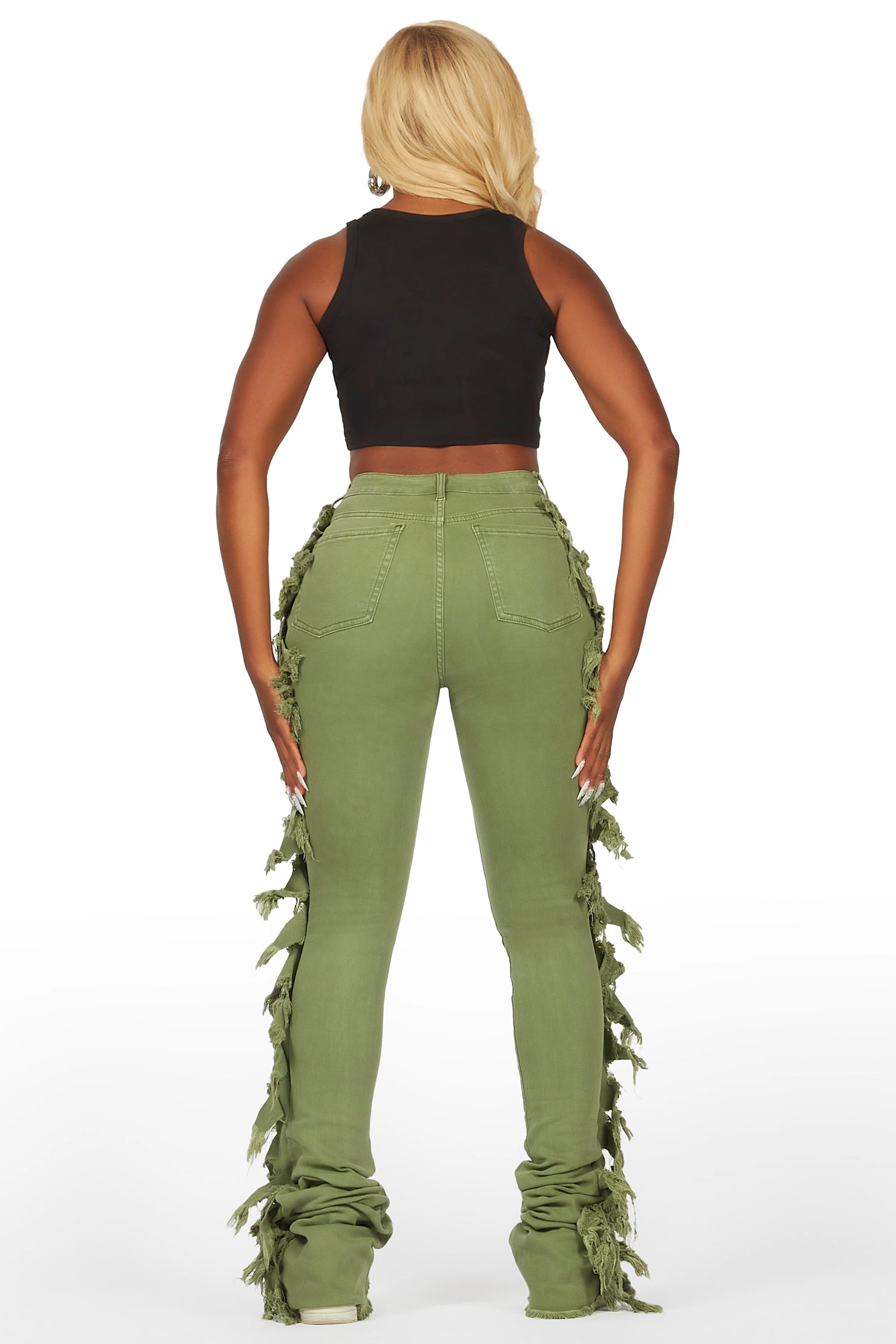 Cataleya Olive Super Stacked Jean