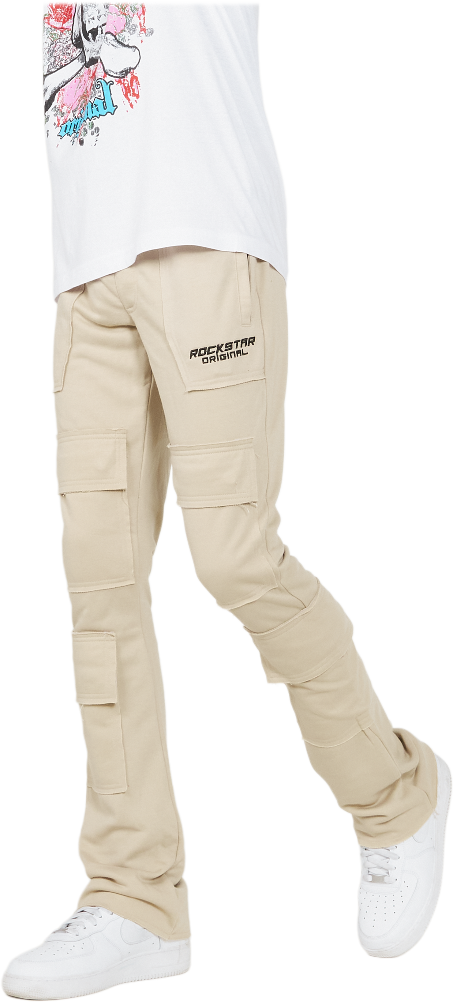 Ezekiel Beige Stacked Flare Pants