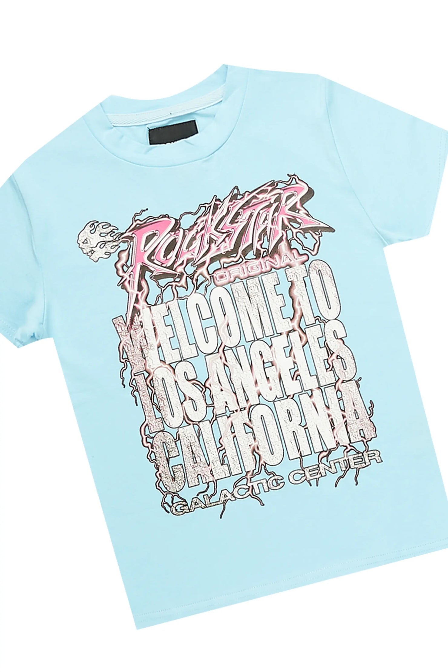 Boys Xavi Light Blue T-Shirt/Super Stacked Flare Jean Set