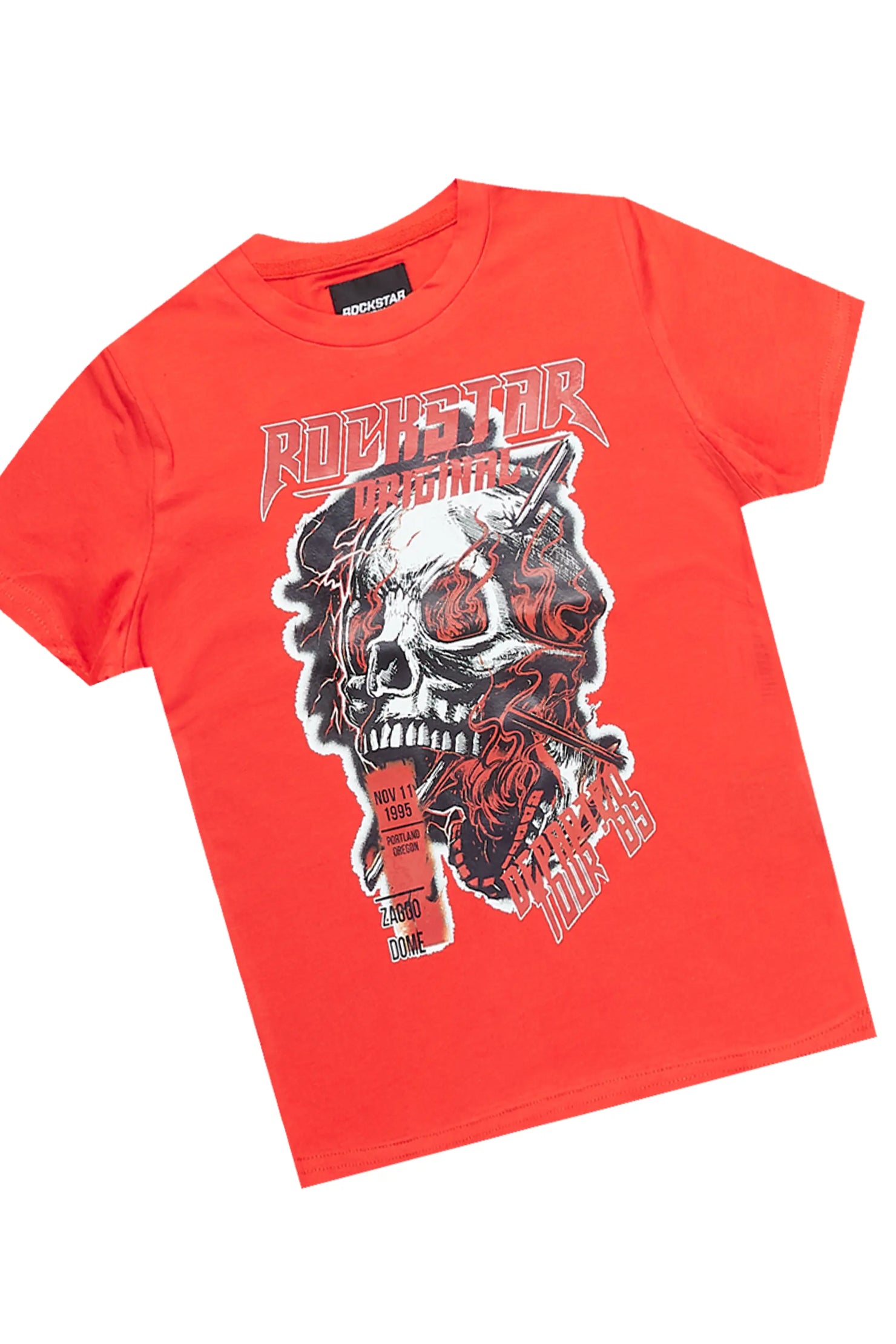 Boys Tobias Red T-Shirt/Super Stacked Flare Jean Set