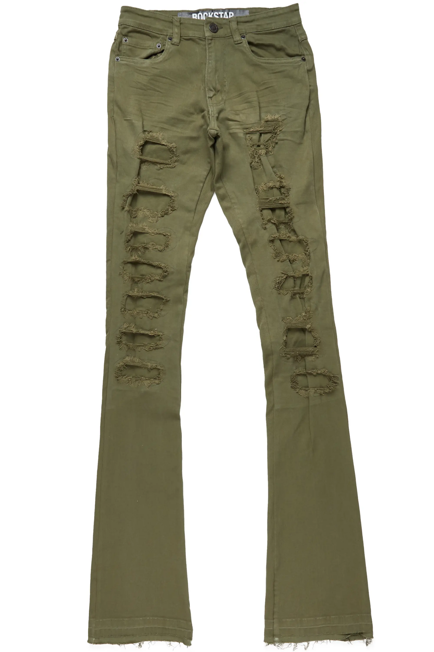 Badal Olive Super Stacked Flare Jean