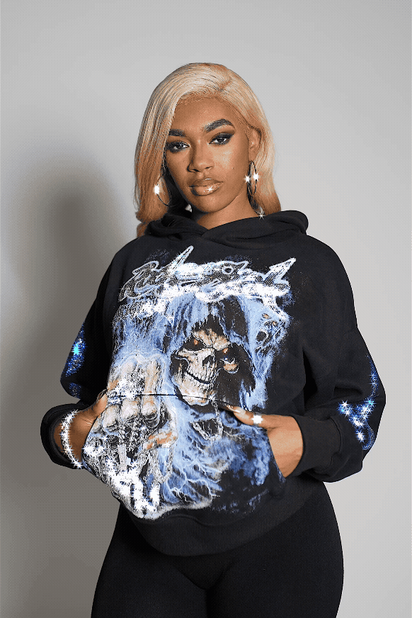 Shaquala Black Rhinestone Hoodie