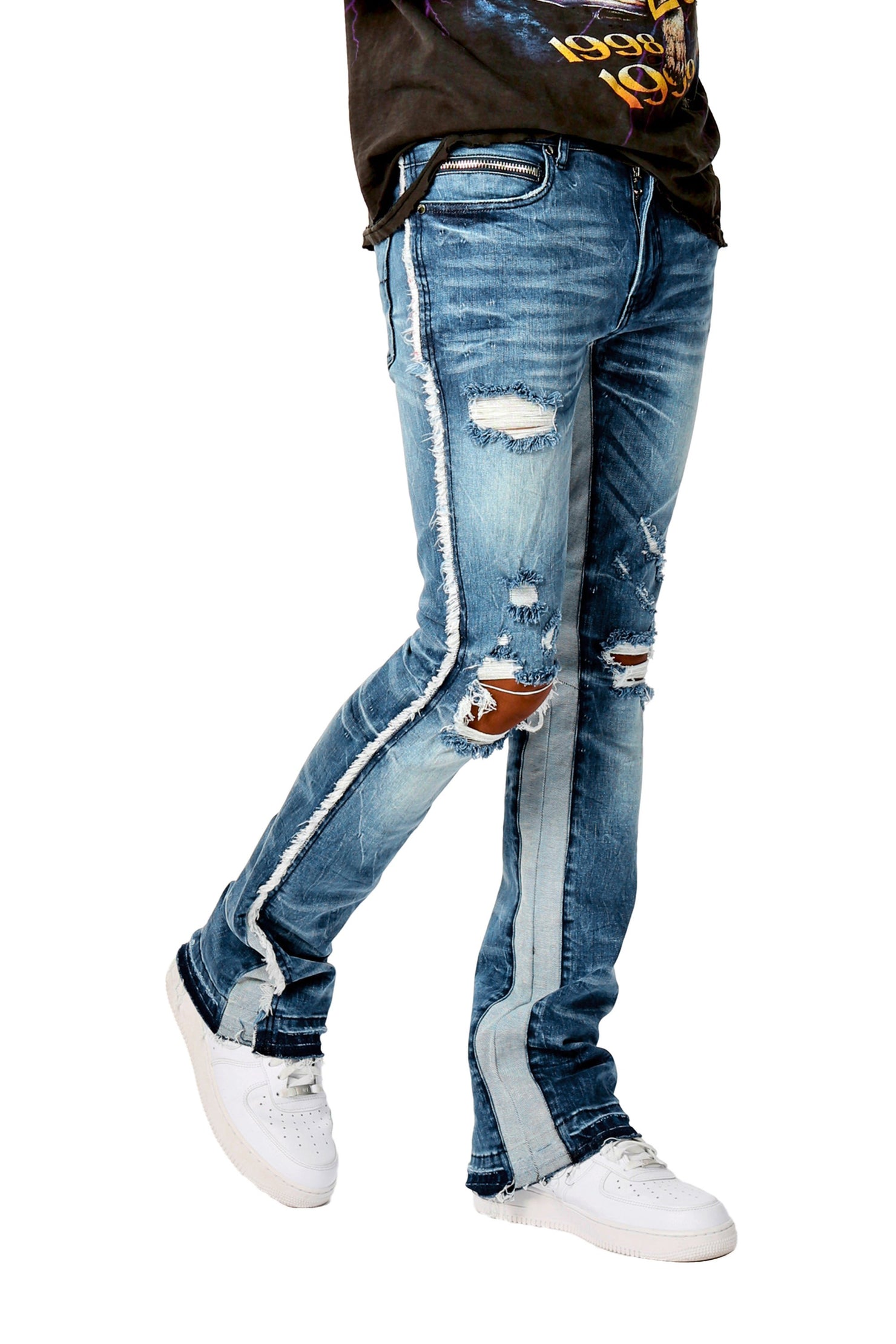 Rockstar Original Arc Black/Blue Graphic Flare Jean AMAZON