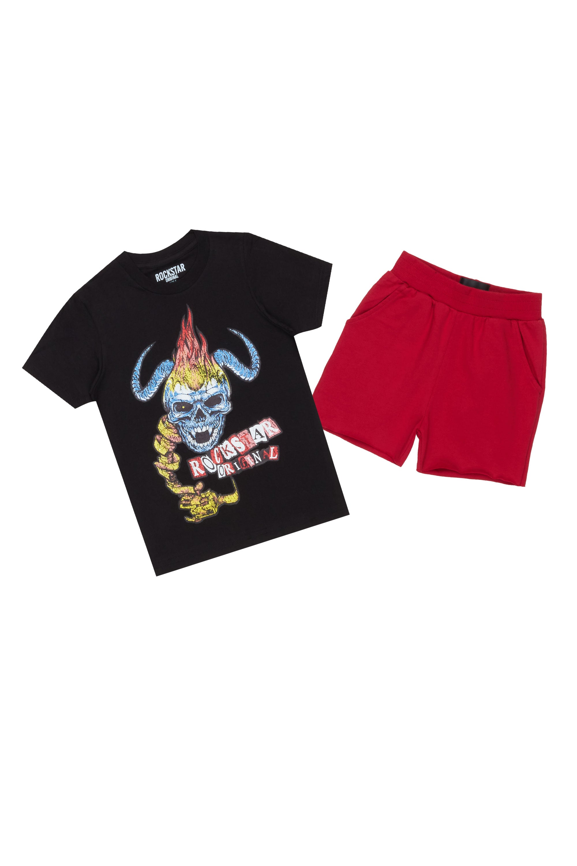 Boys Kunal Black/Red T-Shirt/Short Set
