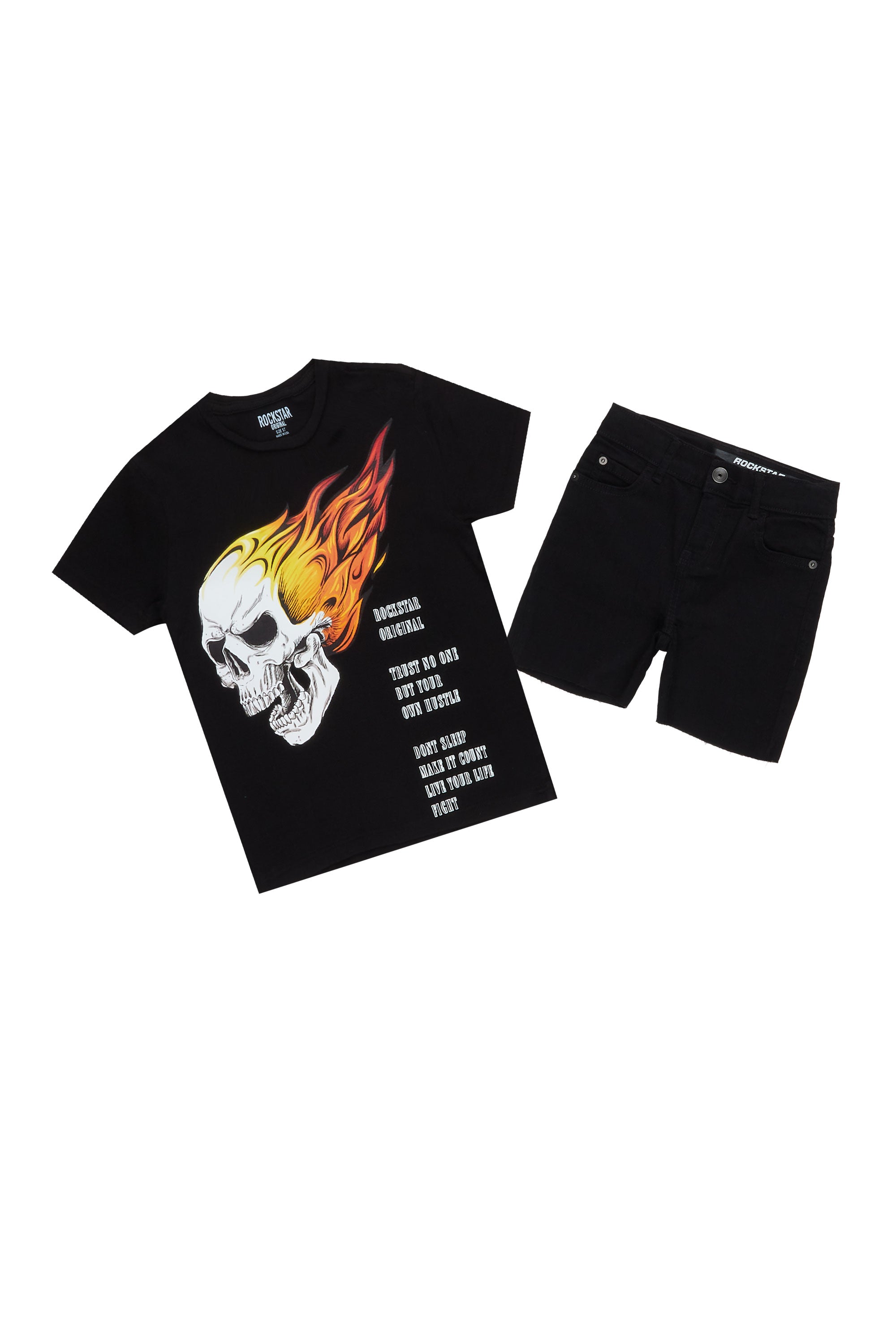 Boys Ray Black T-Shirt/Denim Short Set