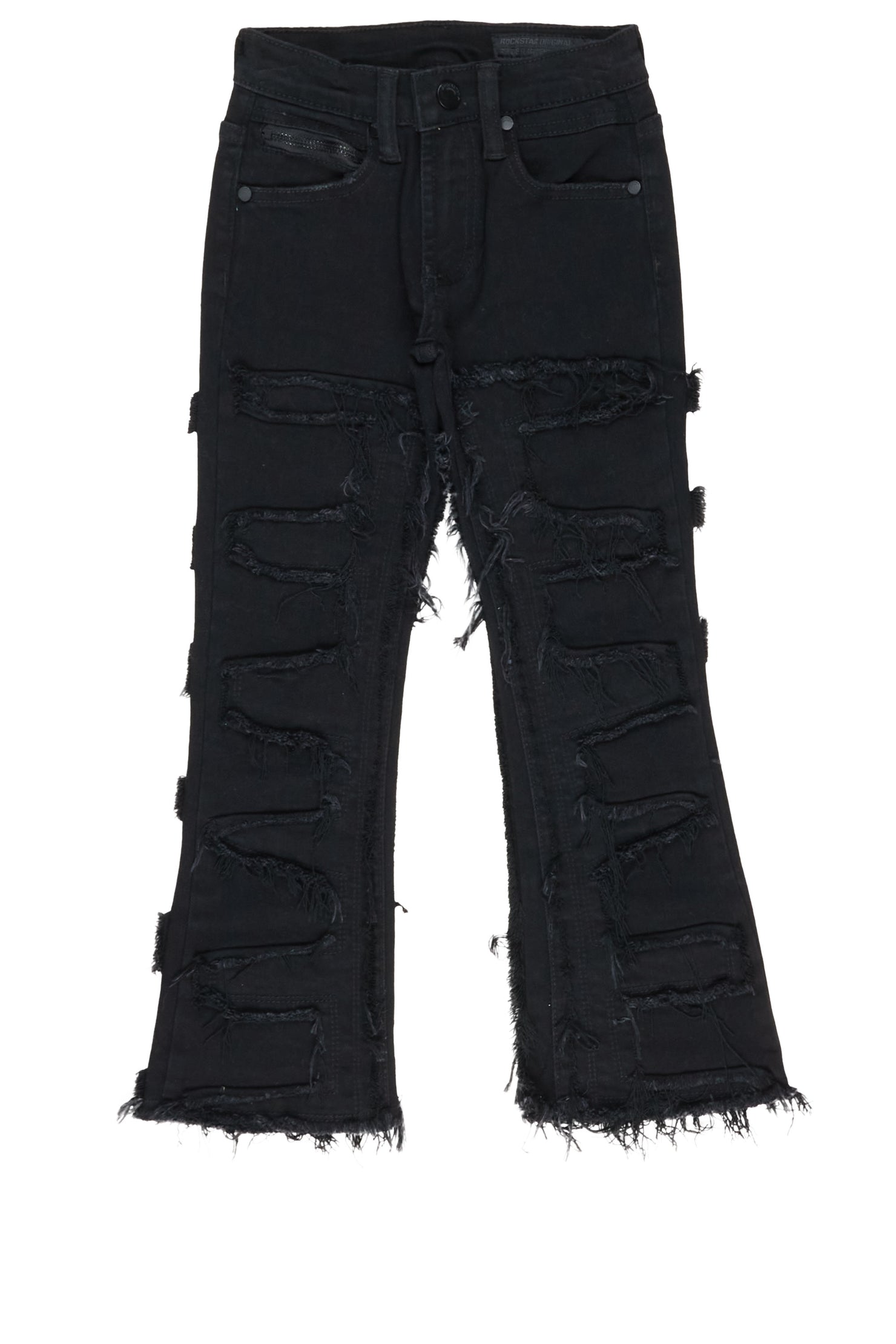 Girls Zariyah Black Stacked Flare Jean