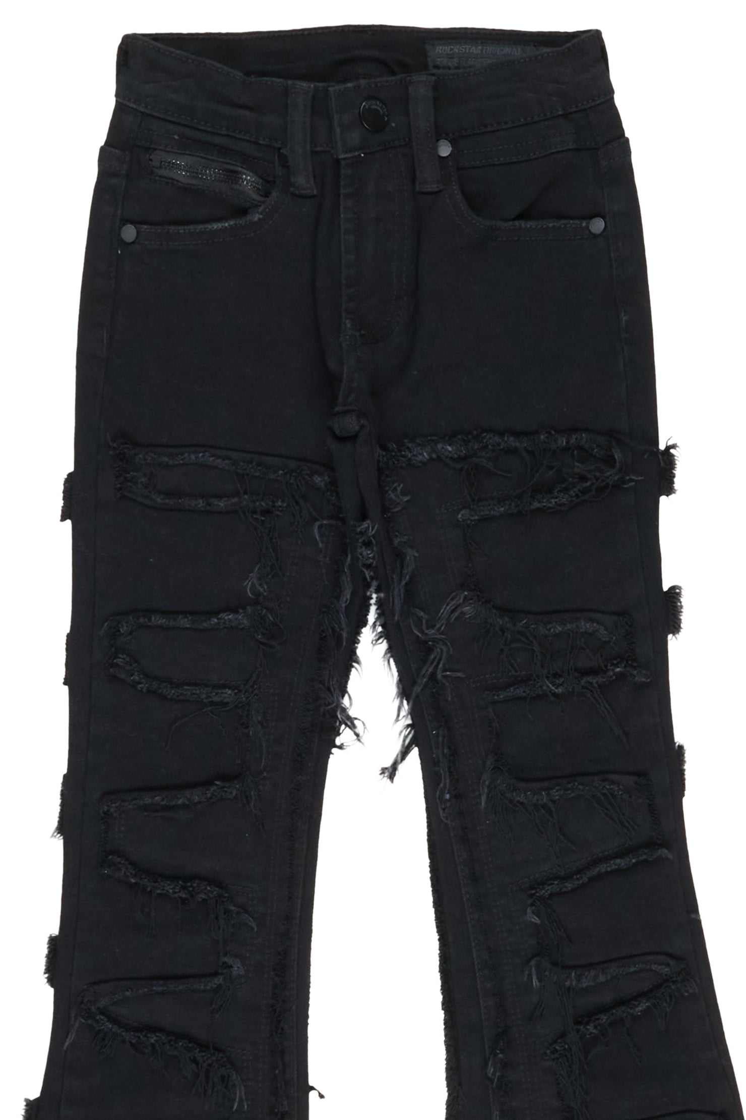 Boys Shake Jet Black Stacked Flare Jean