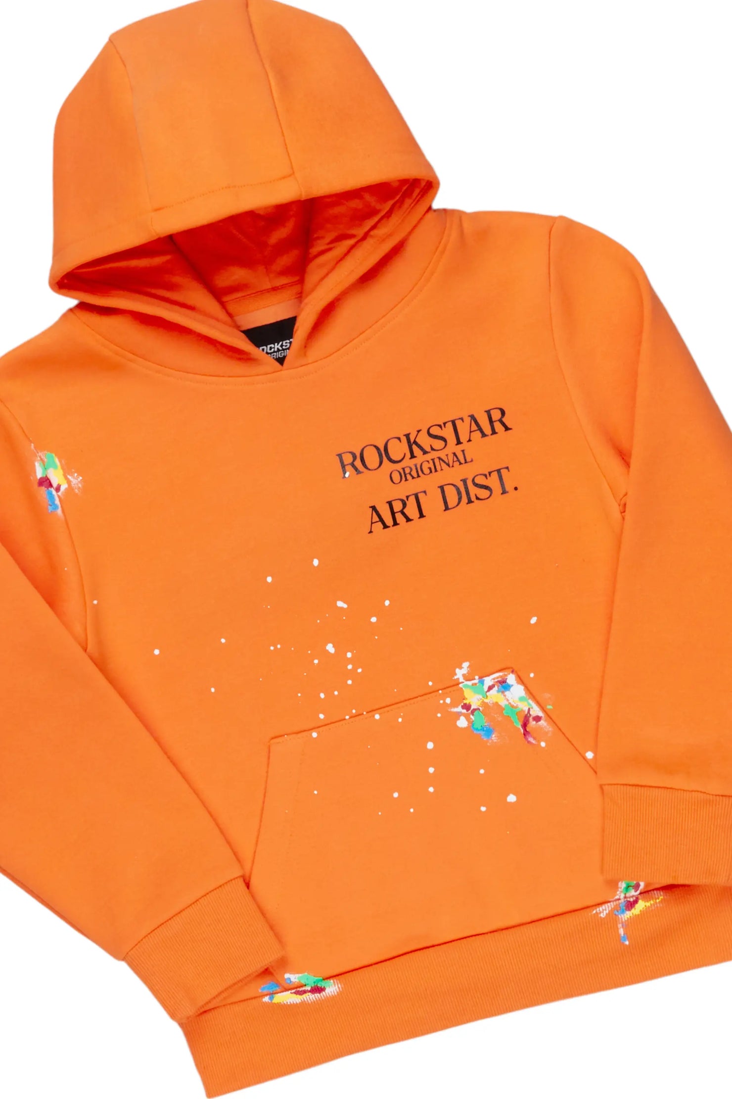 Girls Artie Orange Hoodie Super Stacked Flare Track Set
