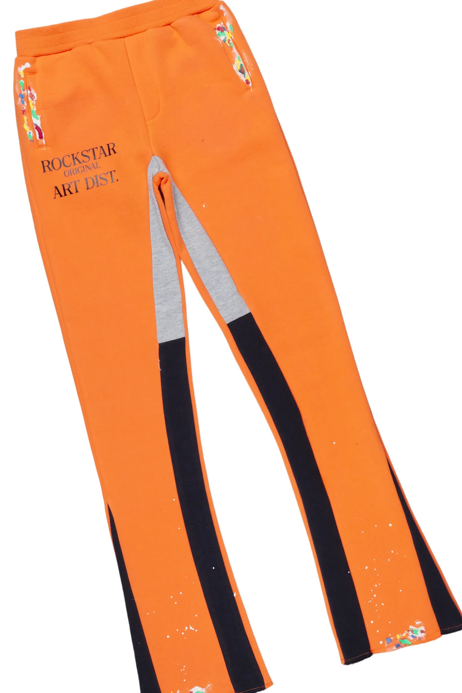 Girls Artie Orange Hoodie Super Stacked Flare Track Set