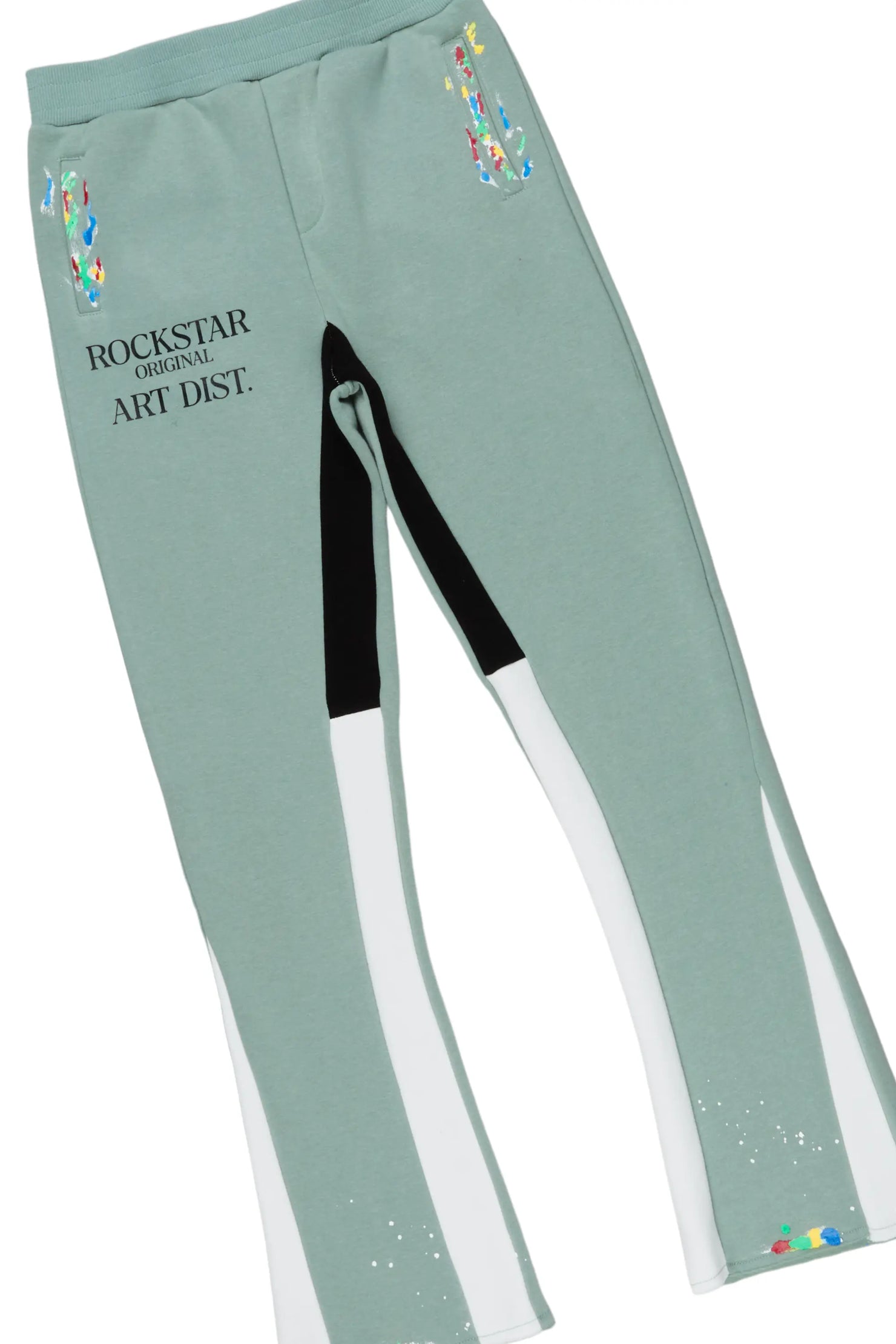 Girls Artie Sage/White Hoodie Stacked Flare Track Set