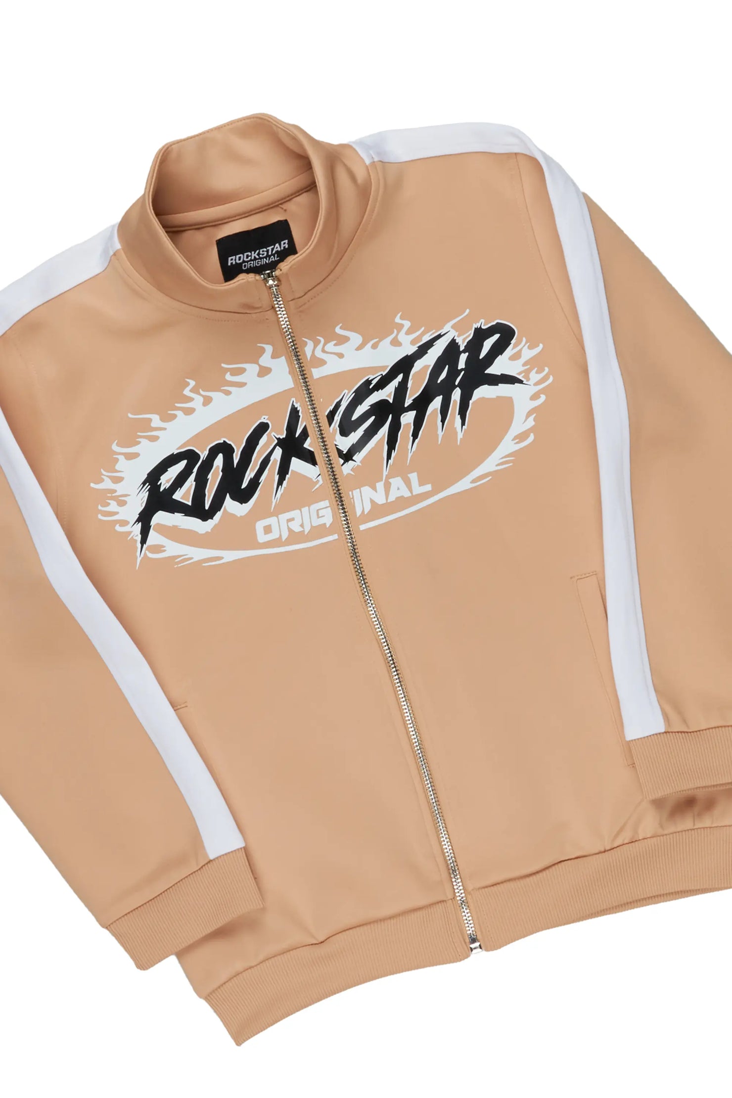 Girls Dravee Beige Tricot Stacked Flare Track Set