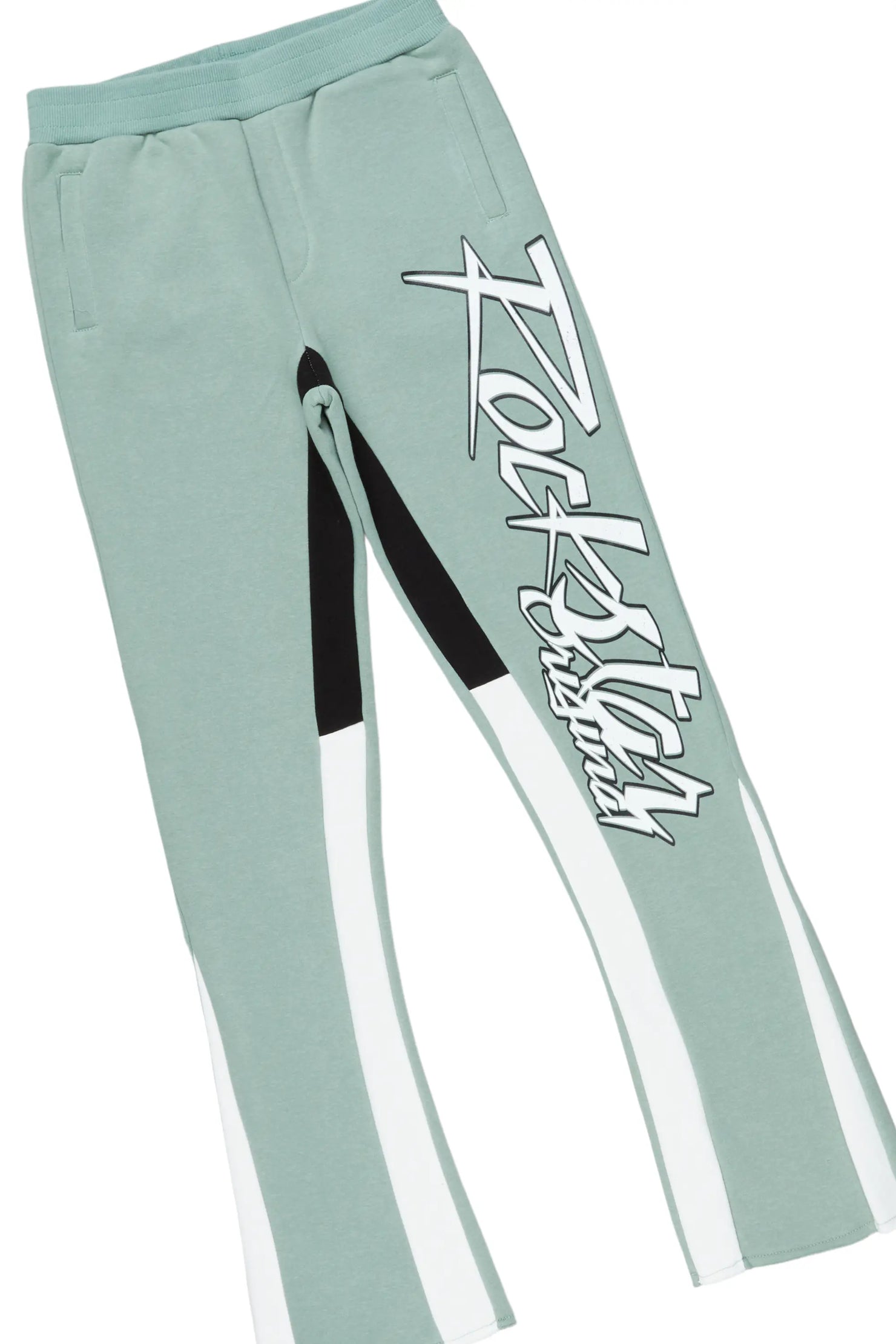 Girls Kalie Sage/White Hoodie Stacked Flare Track Set