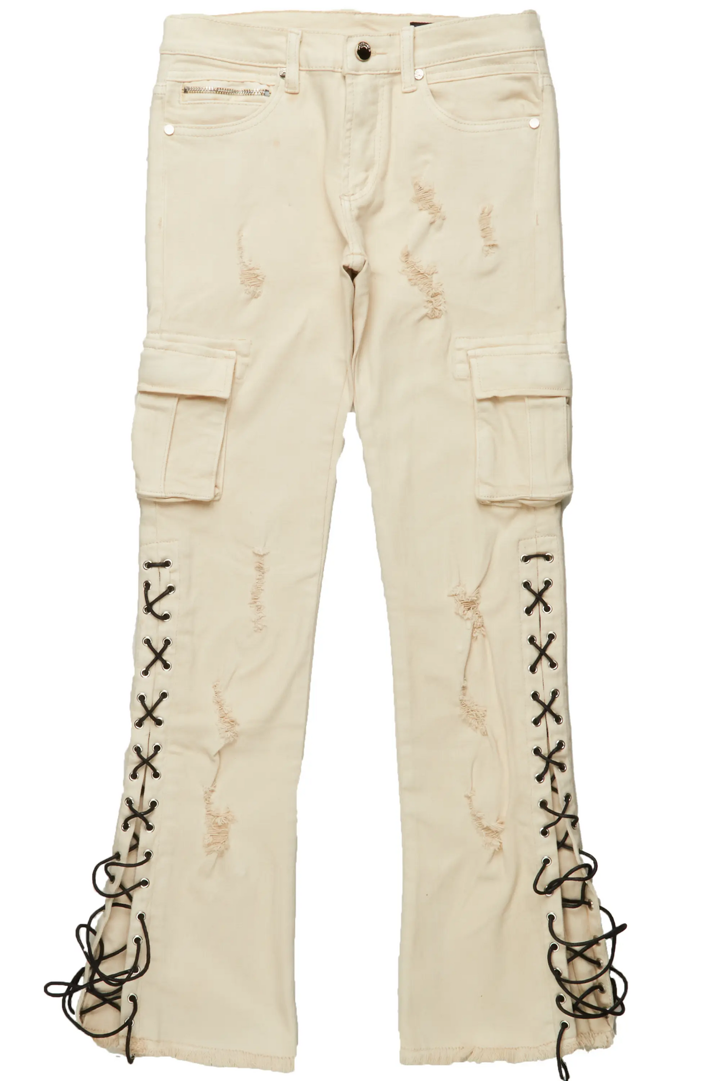 Boys Sylo Beige Stacked Flare Jean