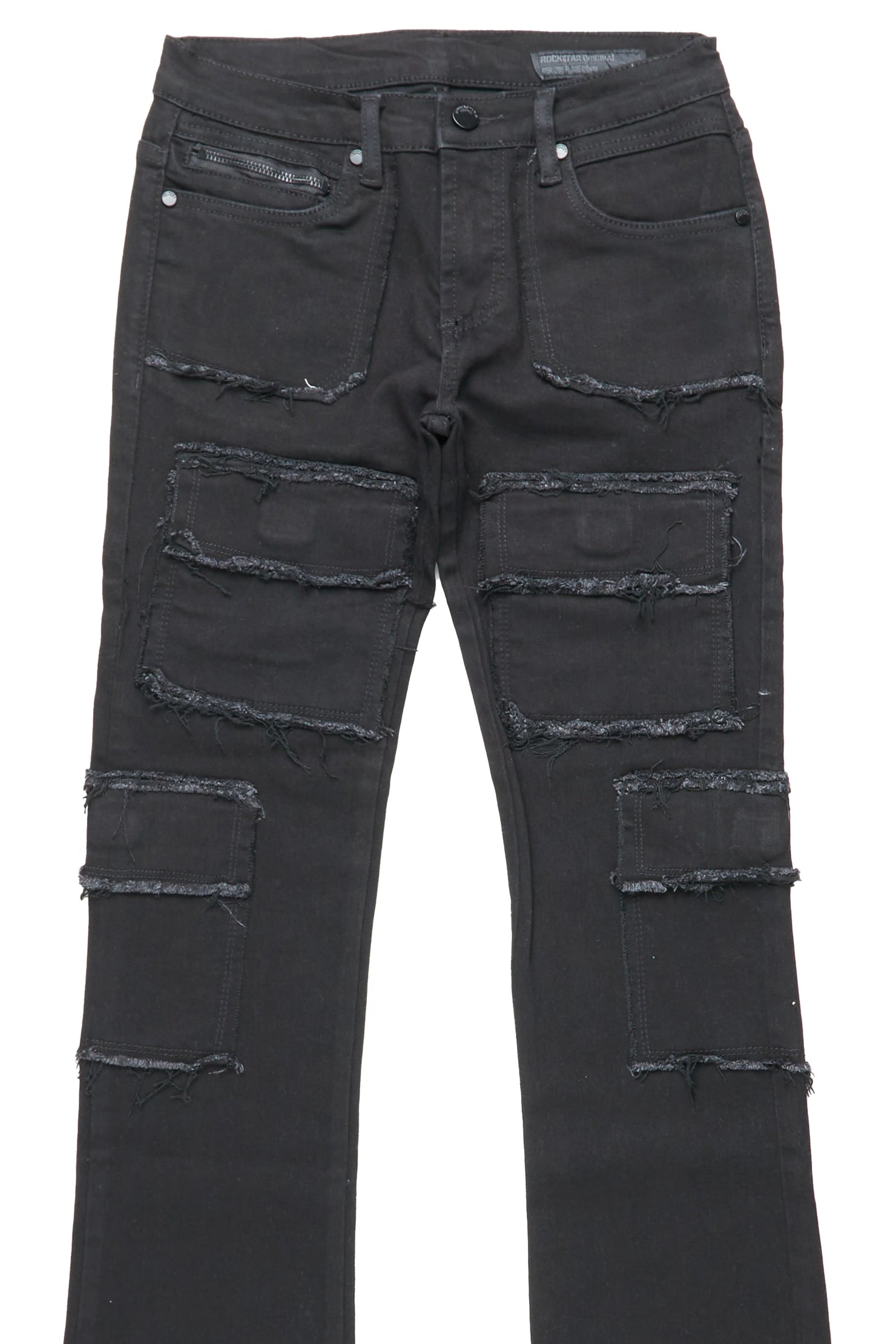 Boys Tyrell Black Stacked Flare Cargo Jean