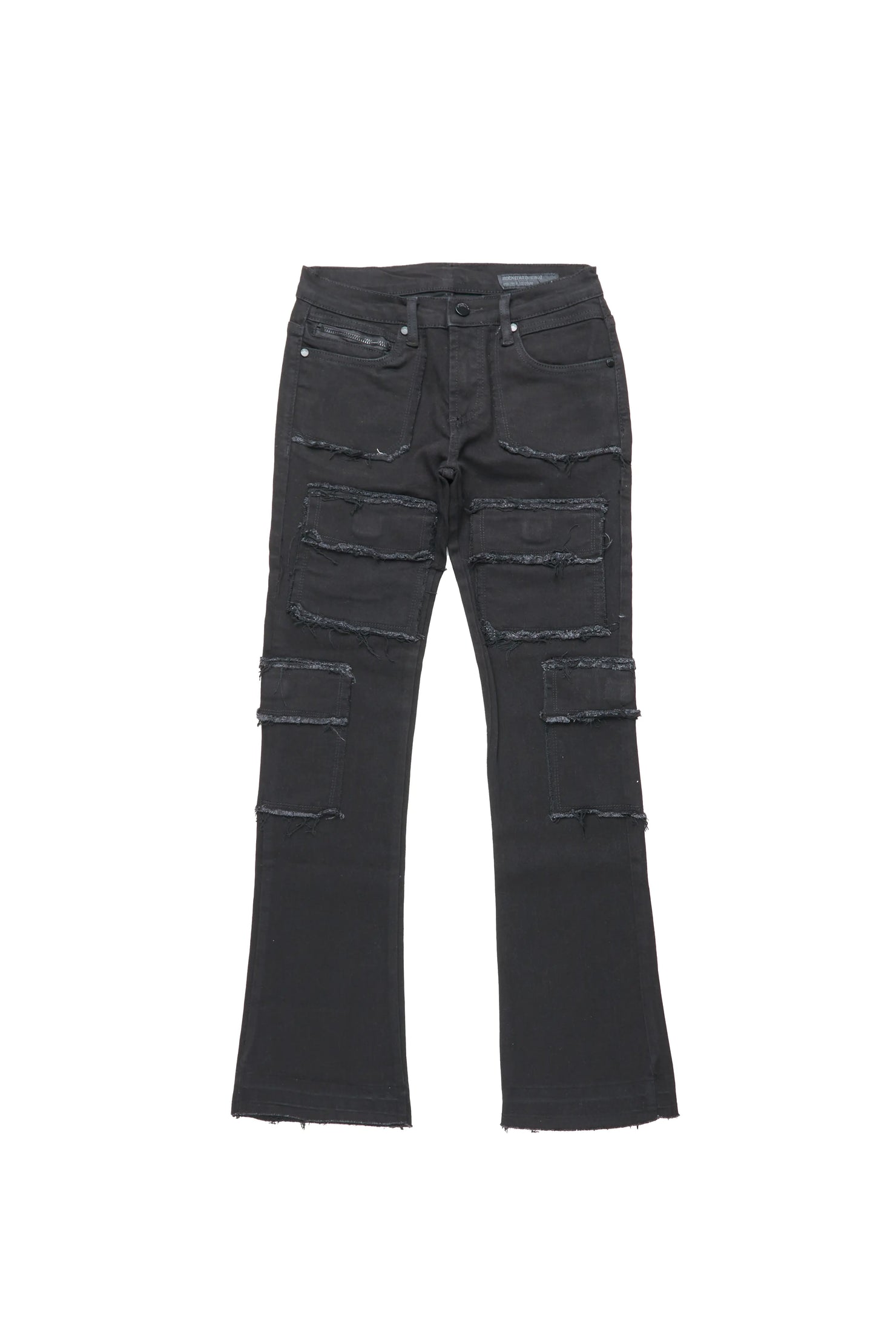 Boys Tyrell Black Stacked Flare Cargo Jean