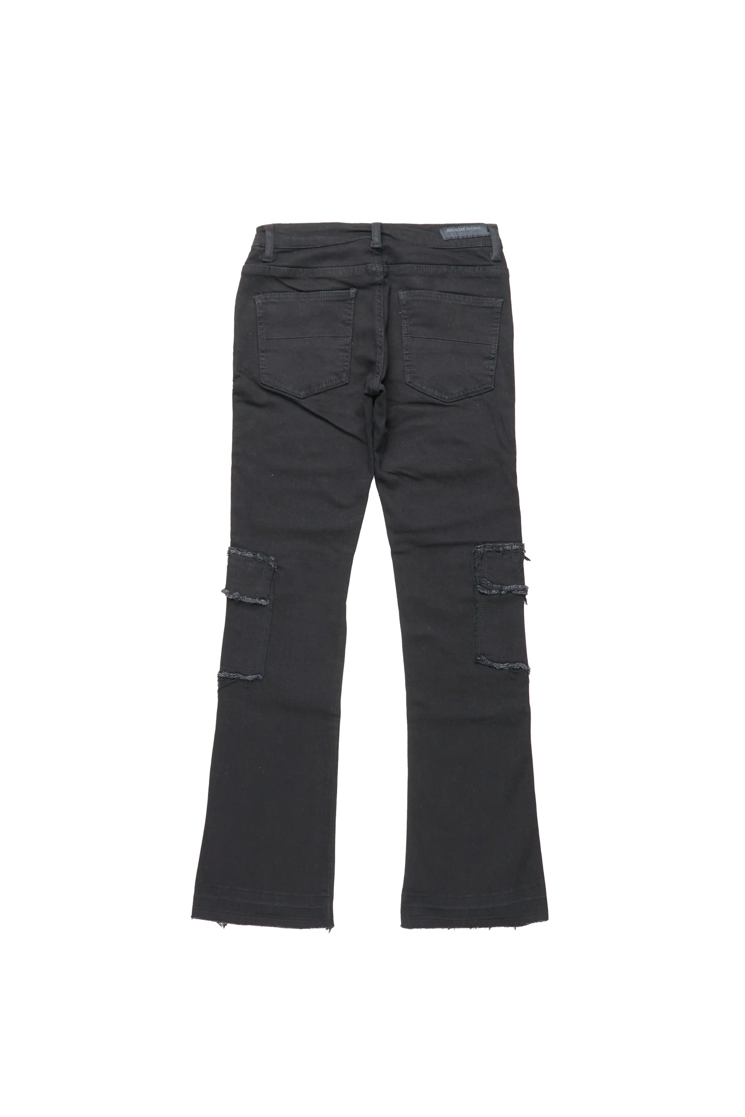 Boys Tyrell Black Stacked Flare Cargo Jean