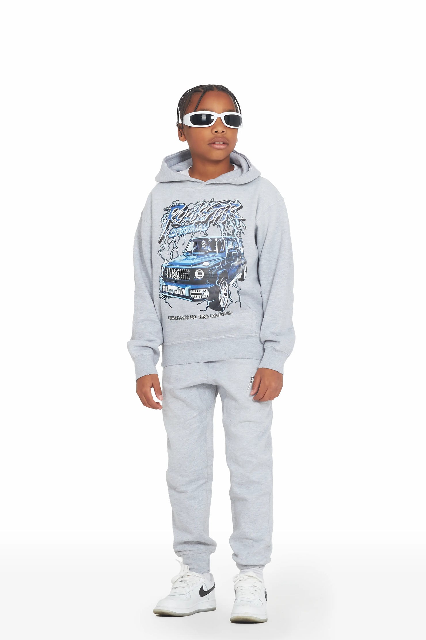 Boys Yashie Heather Grey Hoodie Track Set