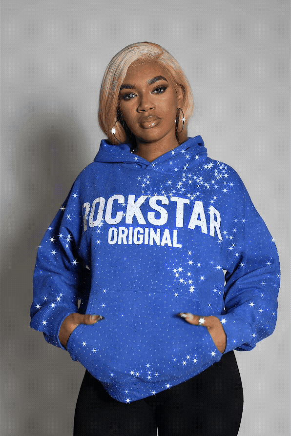 Crystiqa Royal Blue/White Rhinestone Hoodie