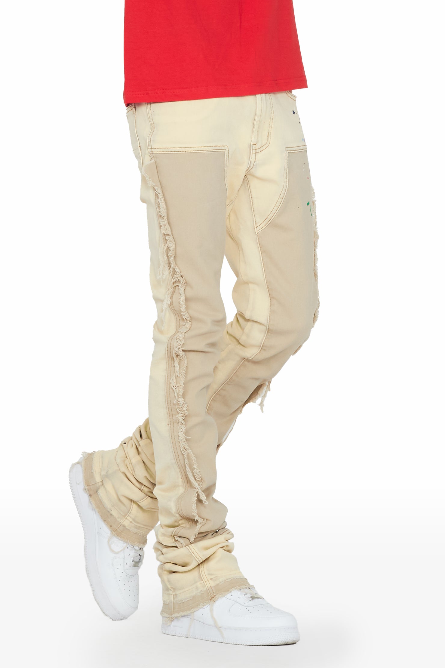 Carson Beige Super Stacked Flare Jean