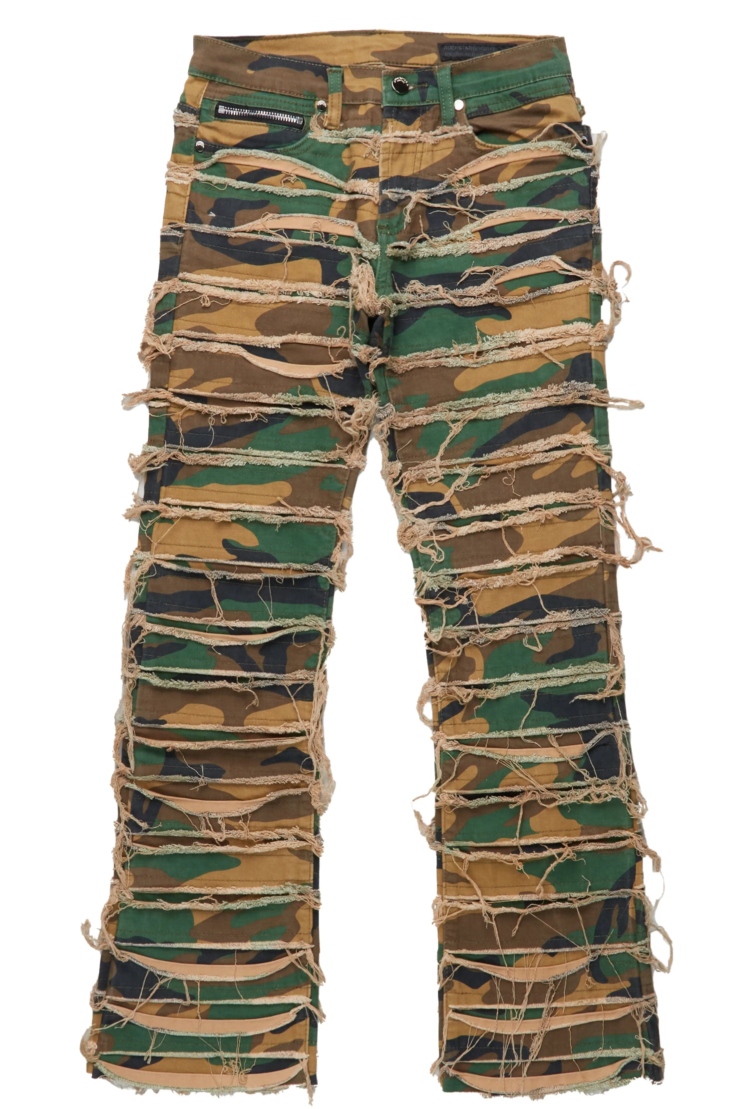 Cassius Faded Camo Stacked Flare Jean