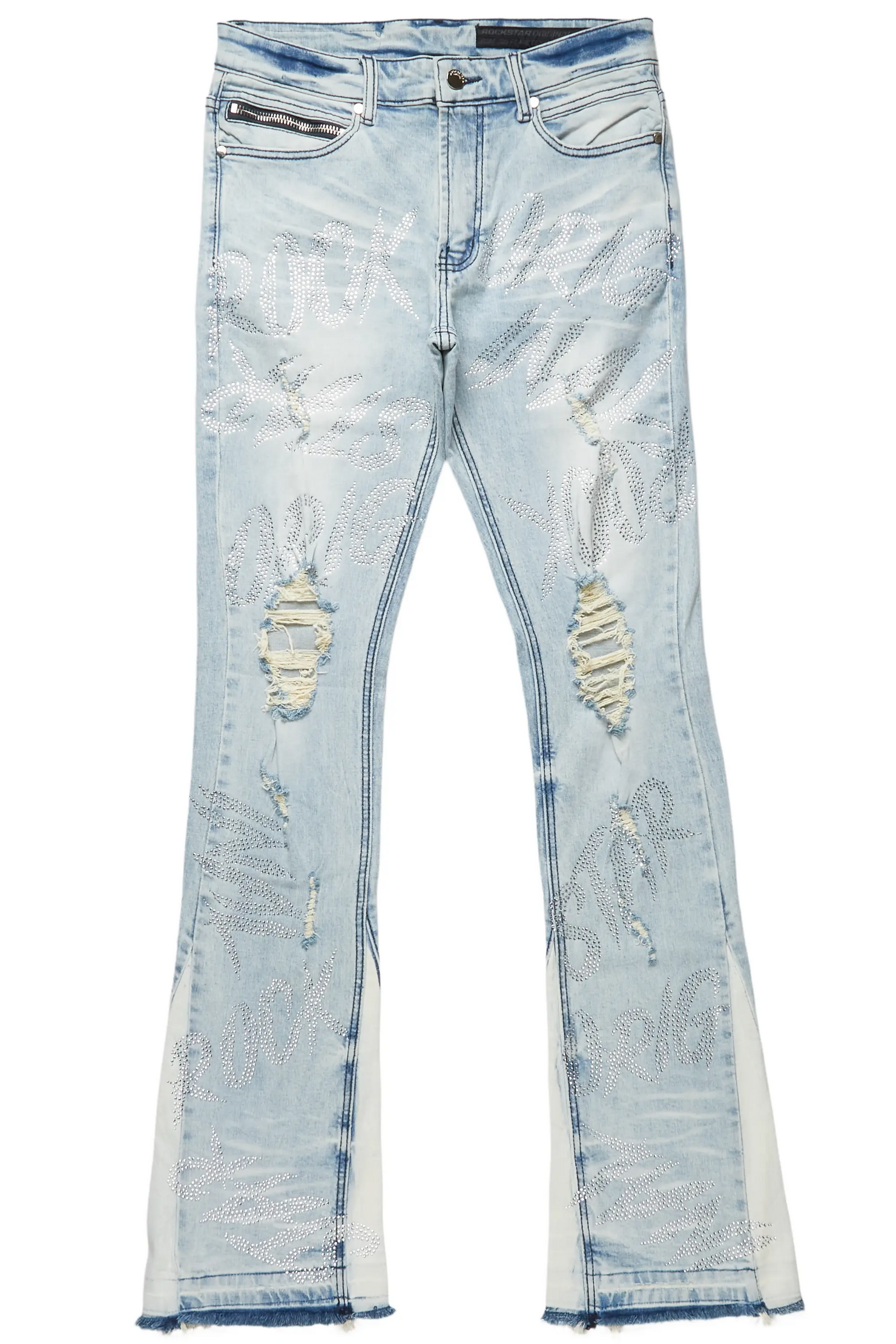 Cato Graphic Stacked Flare Jean-Blue