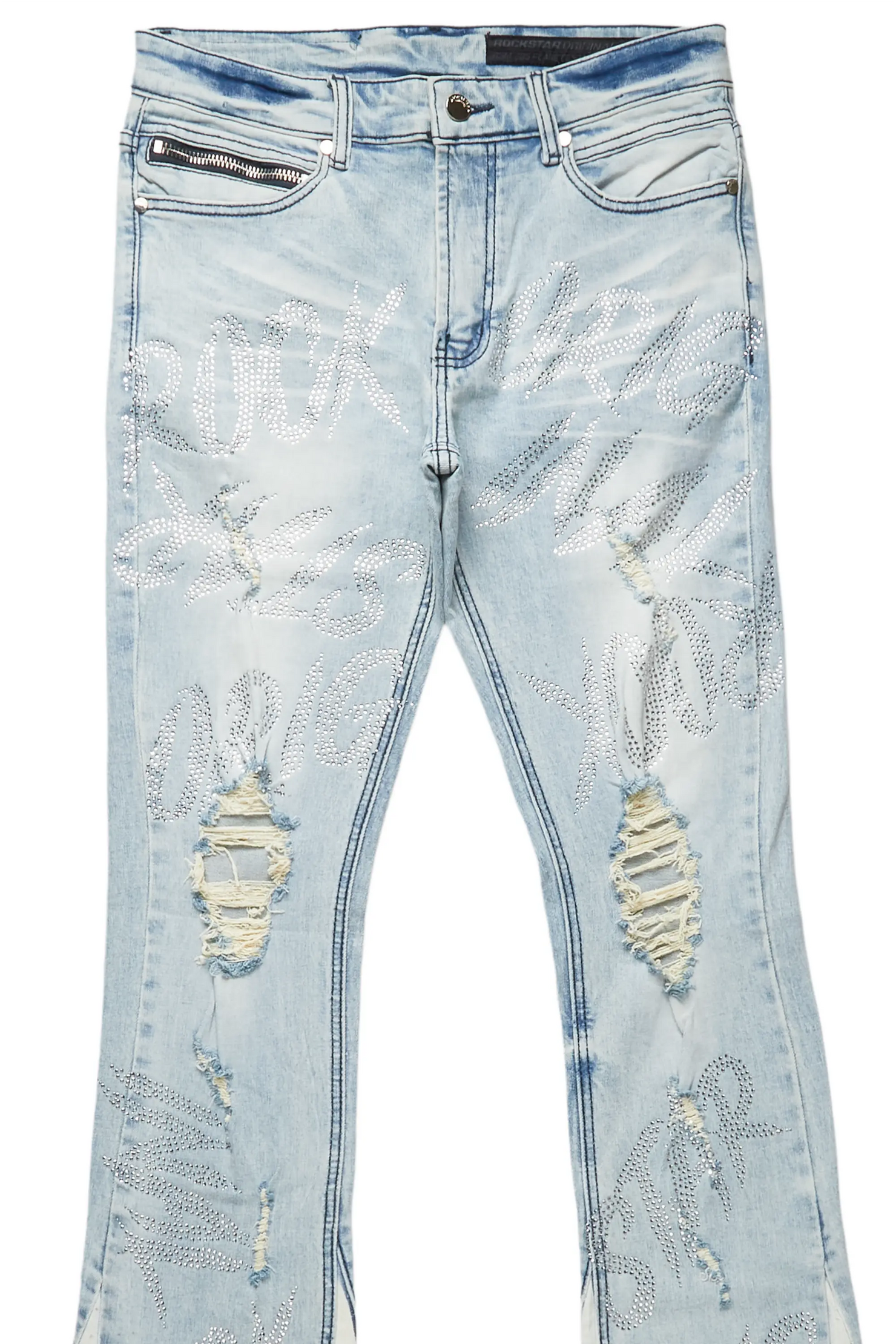 Cato Graphic Stacked Flare Jean-Blue
