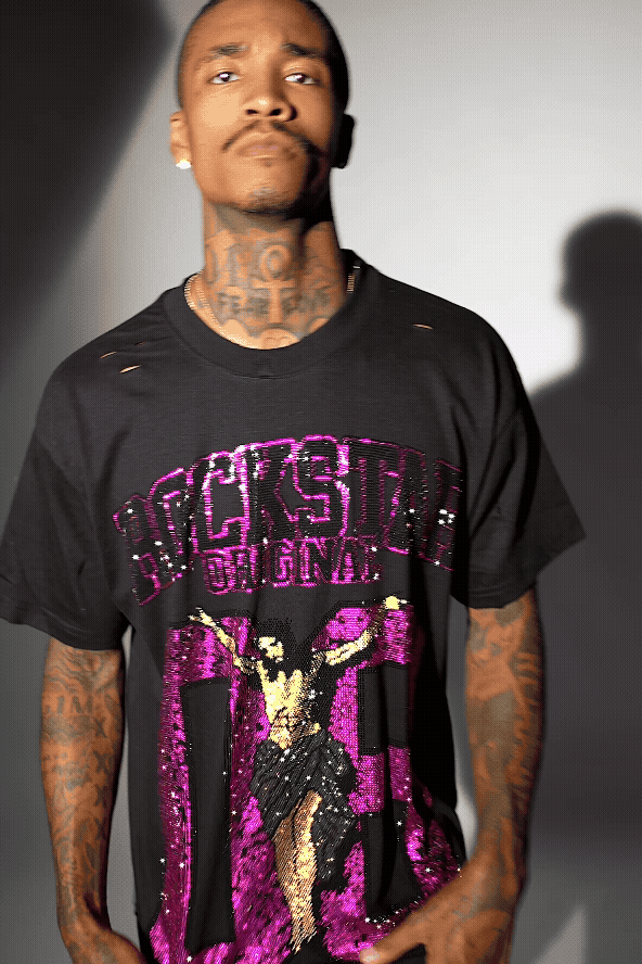 Cavan Black/Pink Rhinestone Graphic T-Shirt