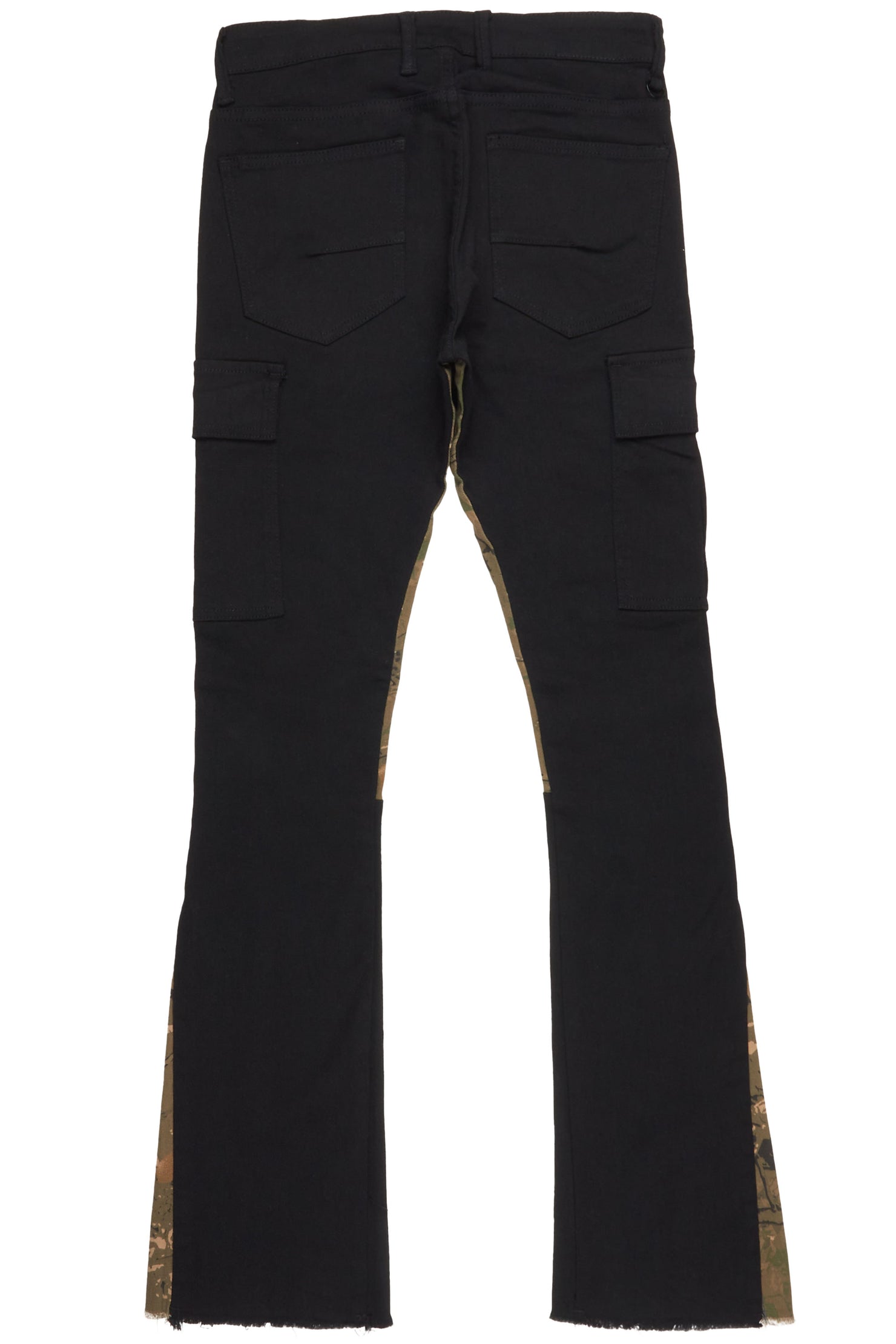 Calan Black Cargo Stacked Flare Jean