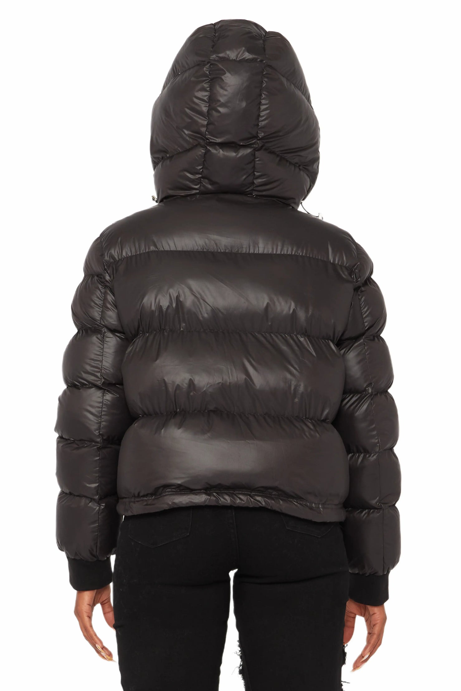Rose Black Puffer Jacket