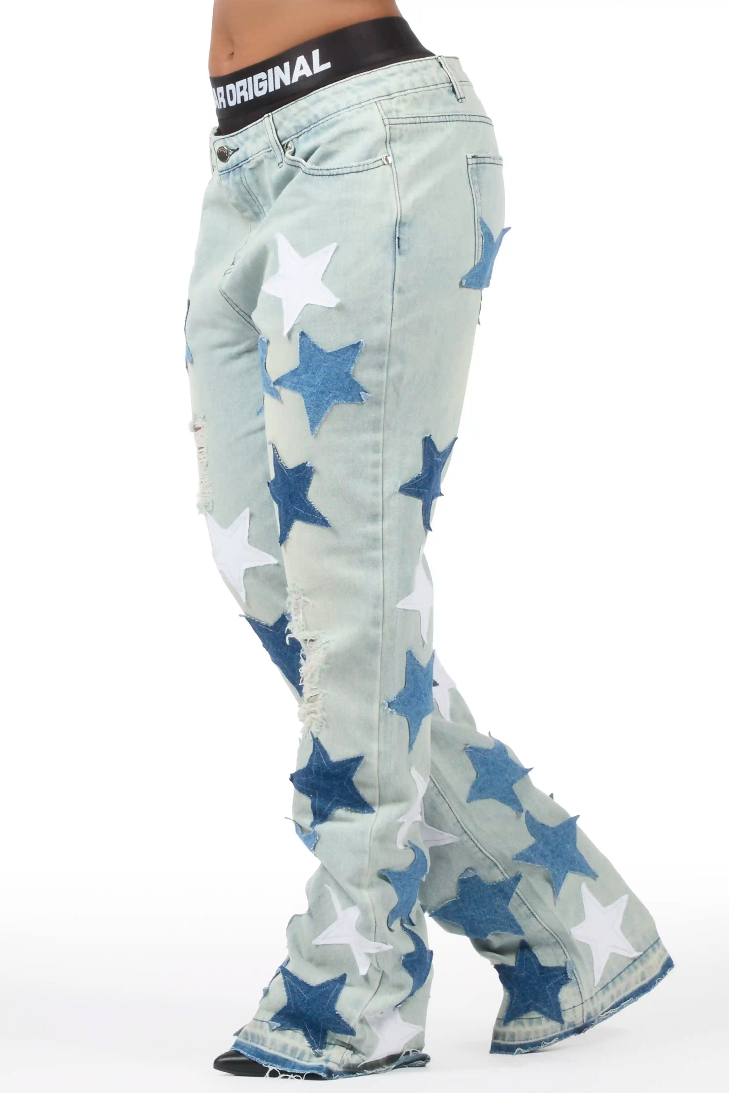 Starlena Light Wash Stacked Flare Jean