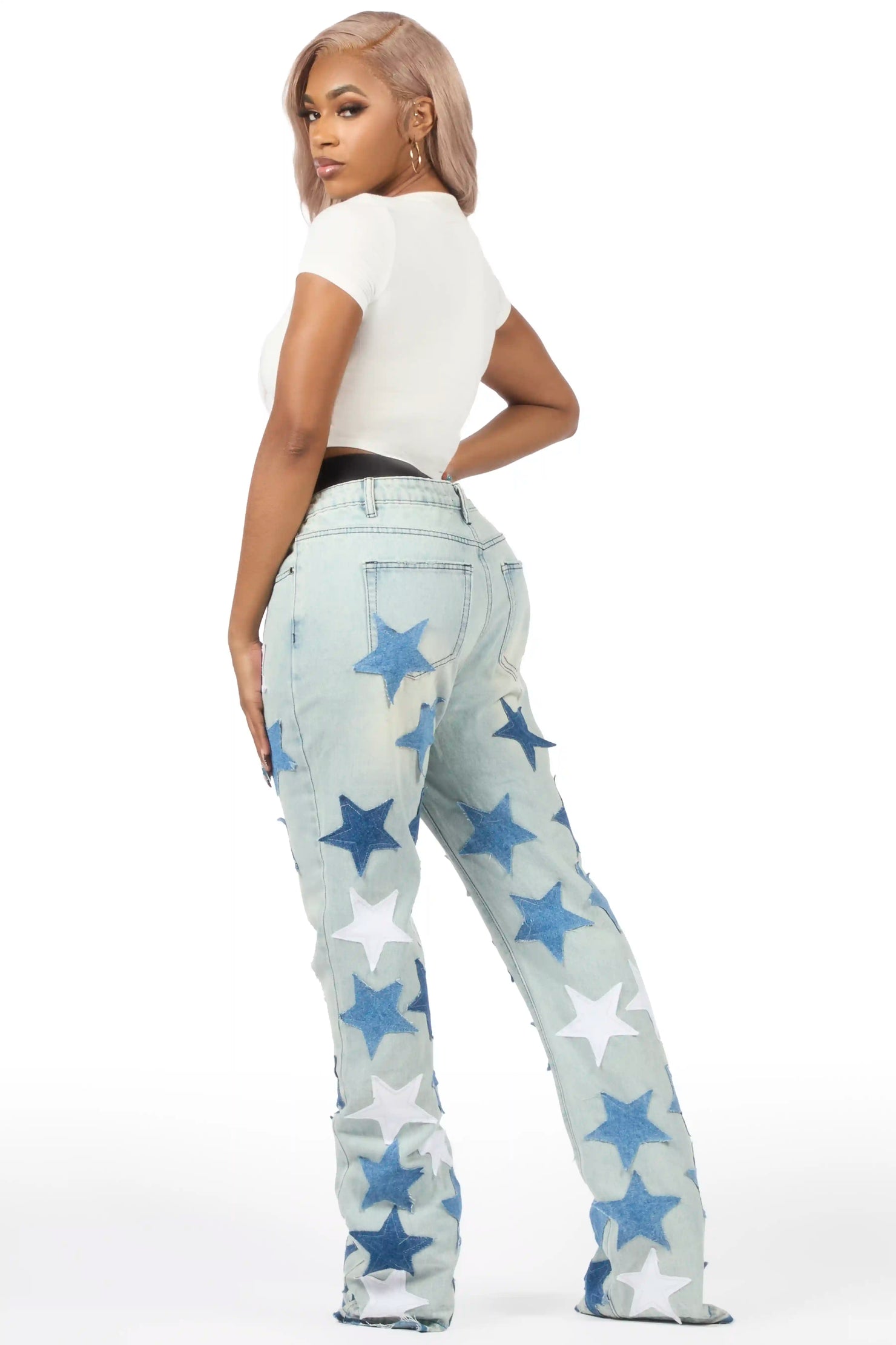 Starlena Light Wash Stacked Flare Jean