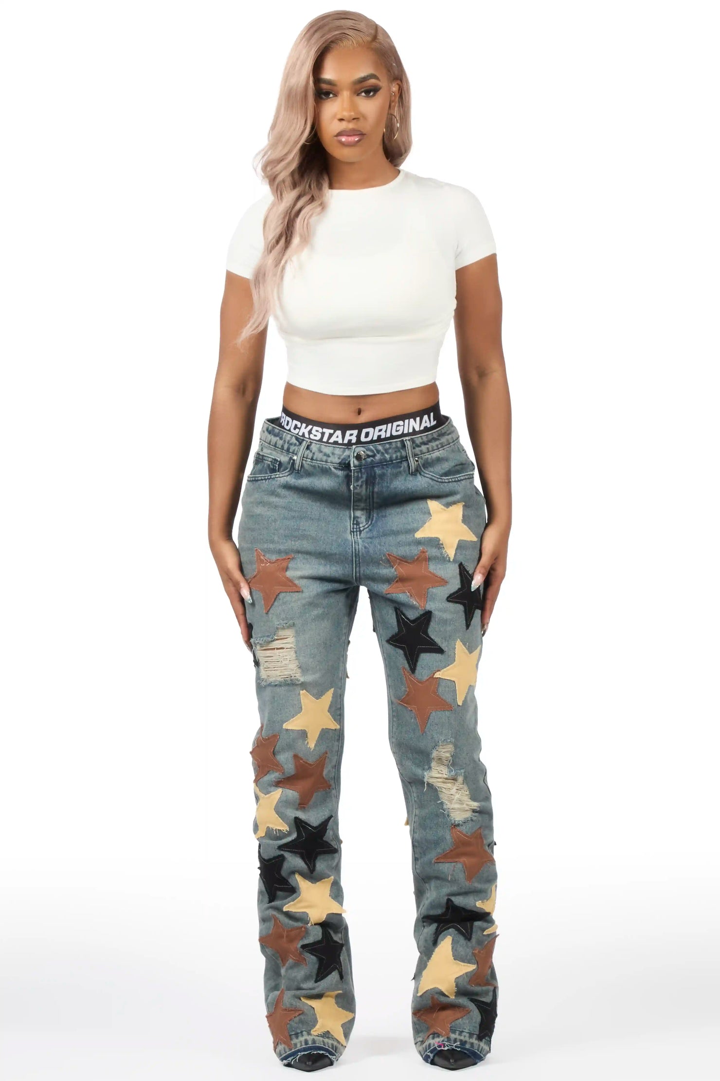 Starlena Tinted Wash Stacked Flare Jean