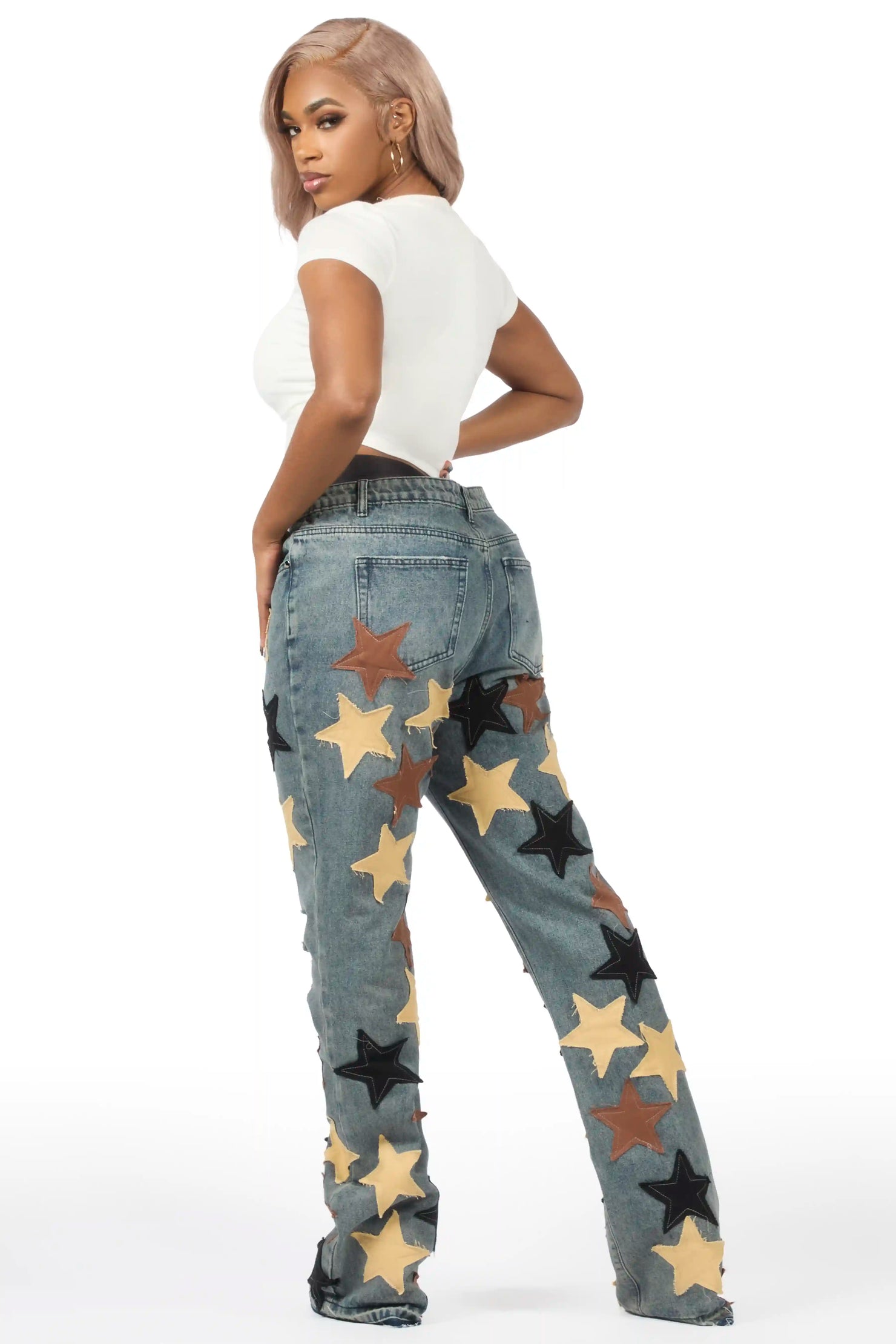 Starlena Tinted Wash Stacked Flare Jean