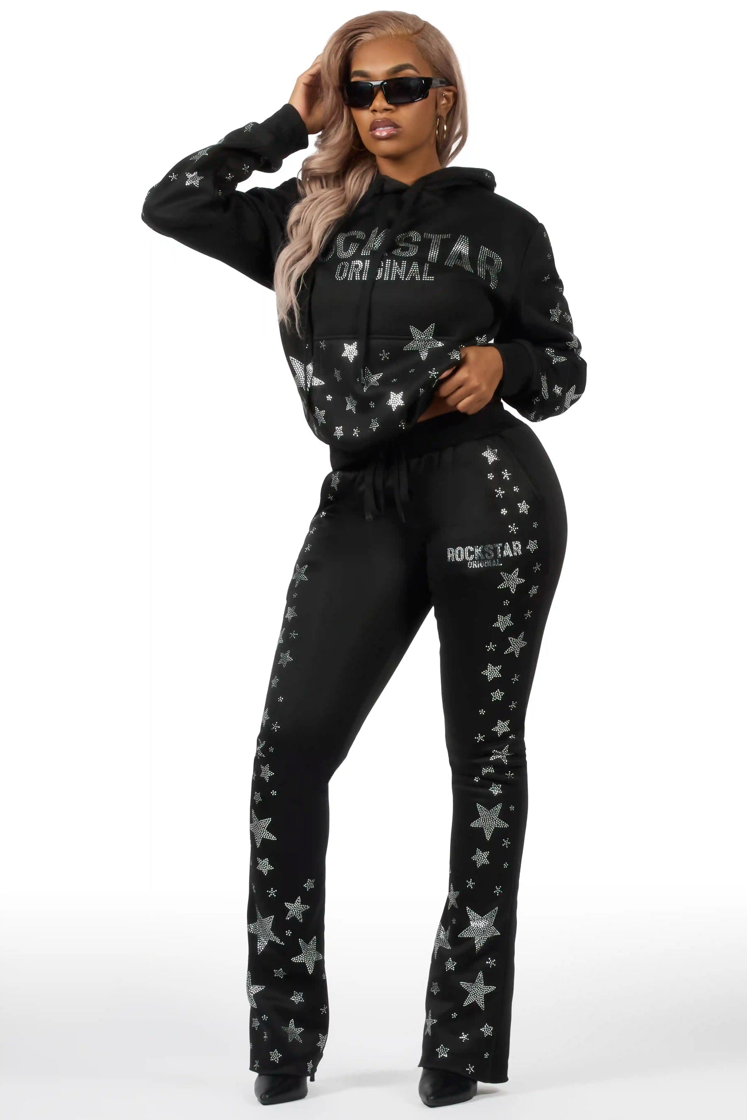 Maiya 2.0 Black Rhinestone Stacked Track Set