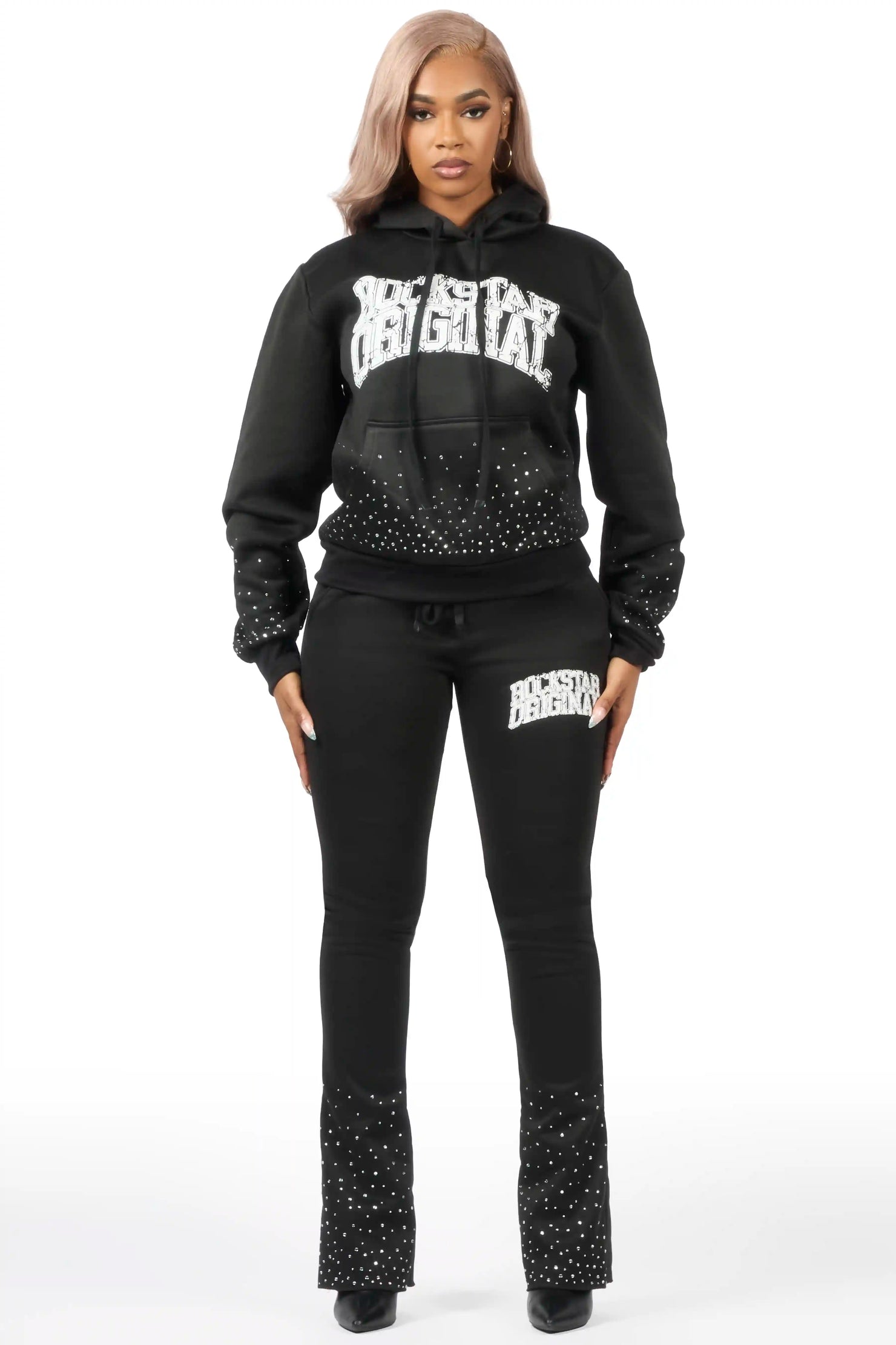 Dontrella 2.0 Black Rhinestone Stacked Track Set