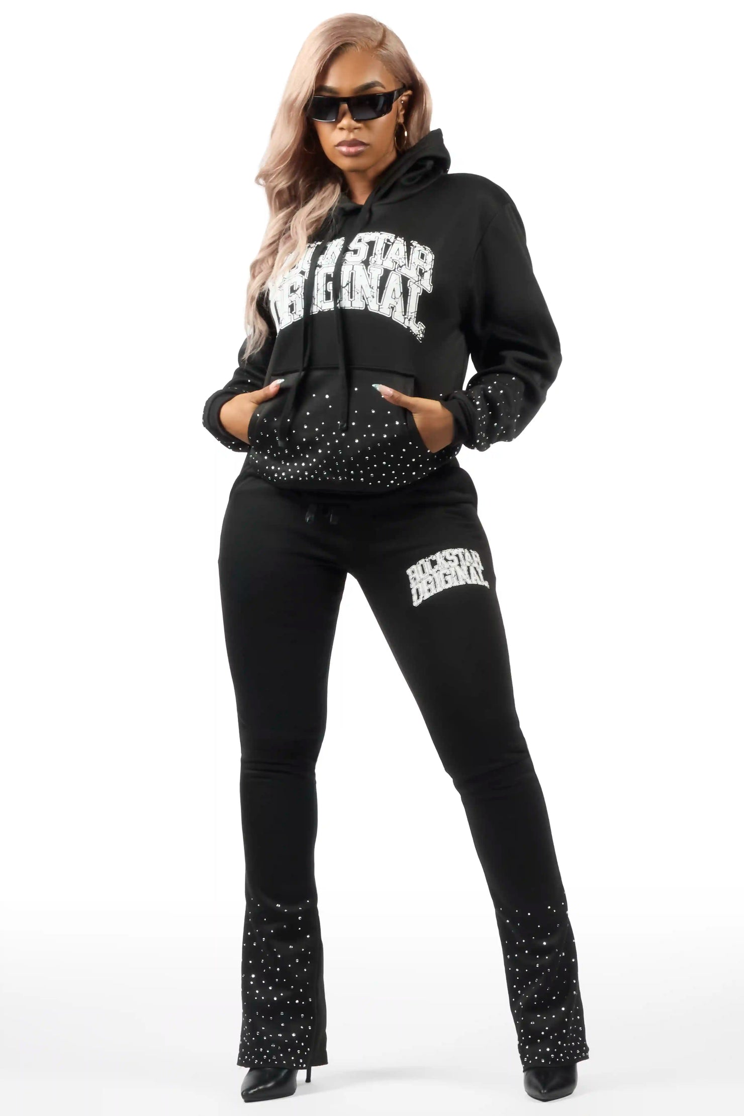 Dontrella 2.0 Black Rhinestone Stacked Track Set