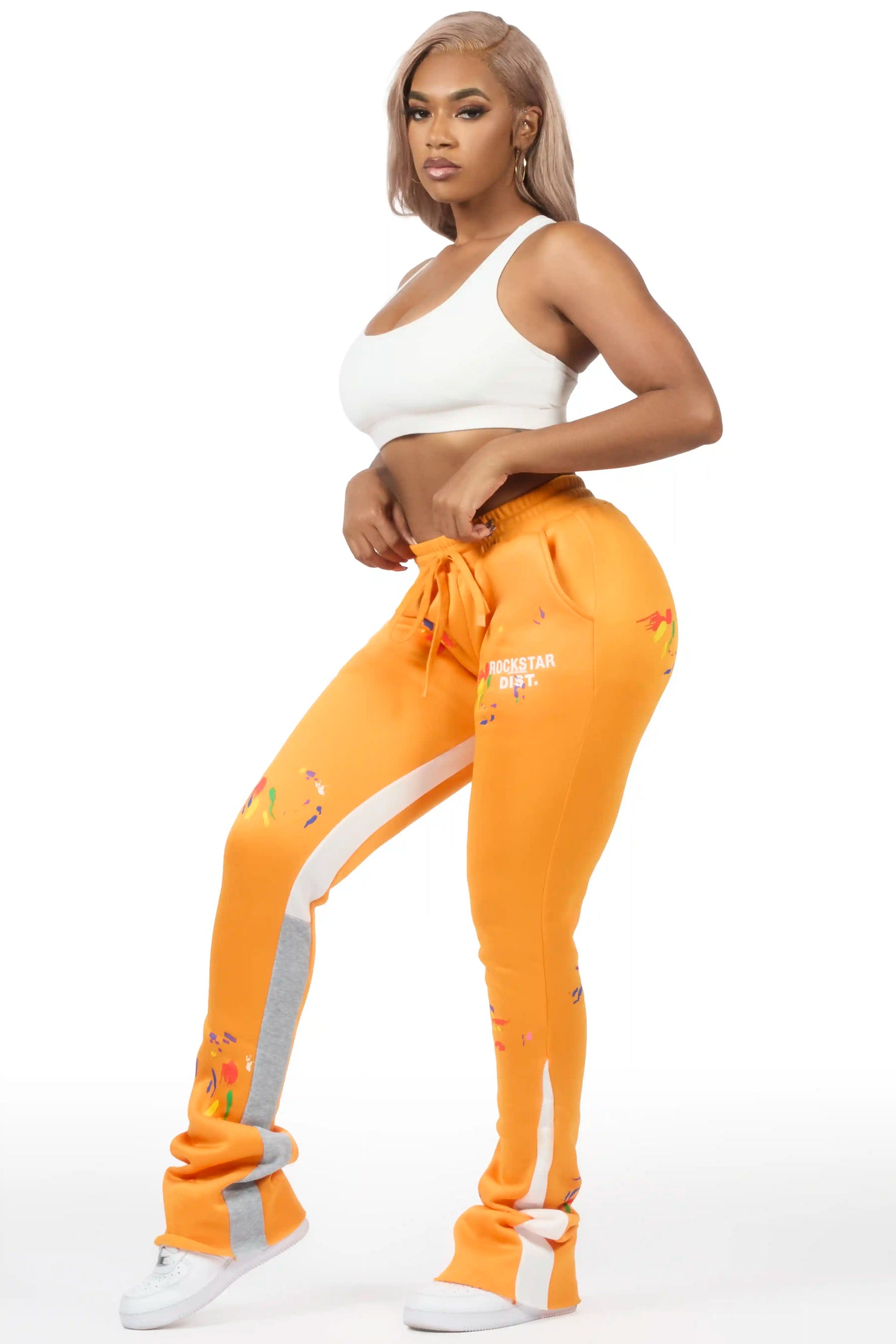 Karenthia 2.0 Orange Stacked Track Pant