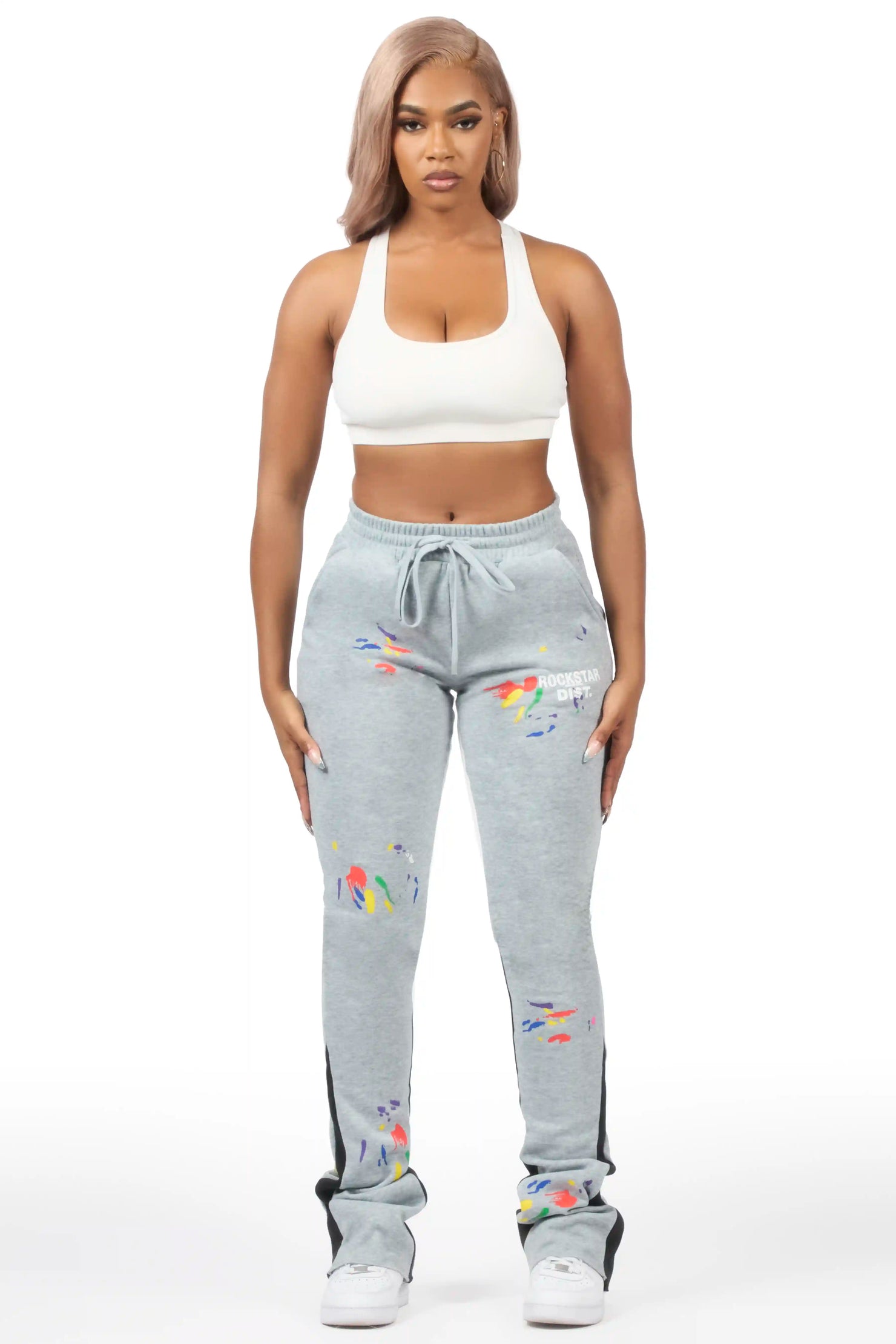 Karenthia 2.0 Heather Grey Stacked Track Pant