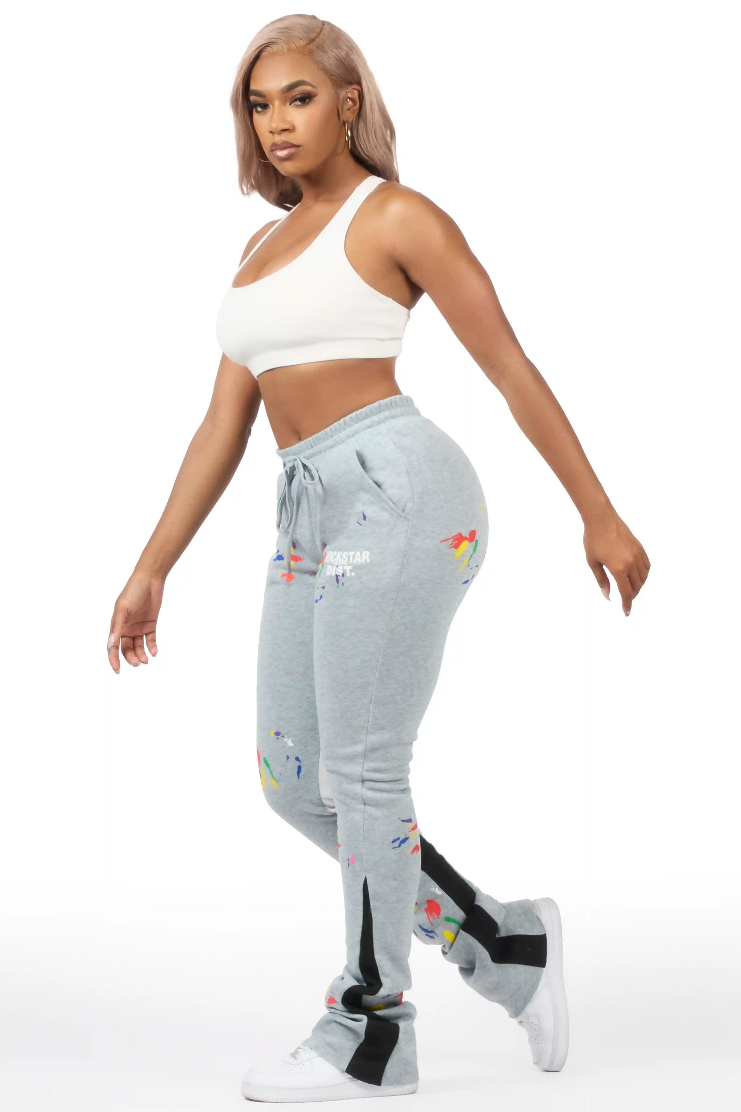 Karenthia 2.0 Heather Grey Stacked Track Pant