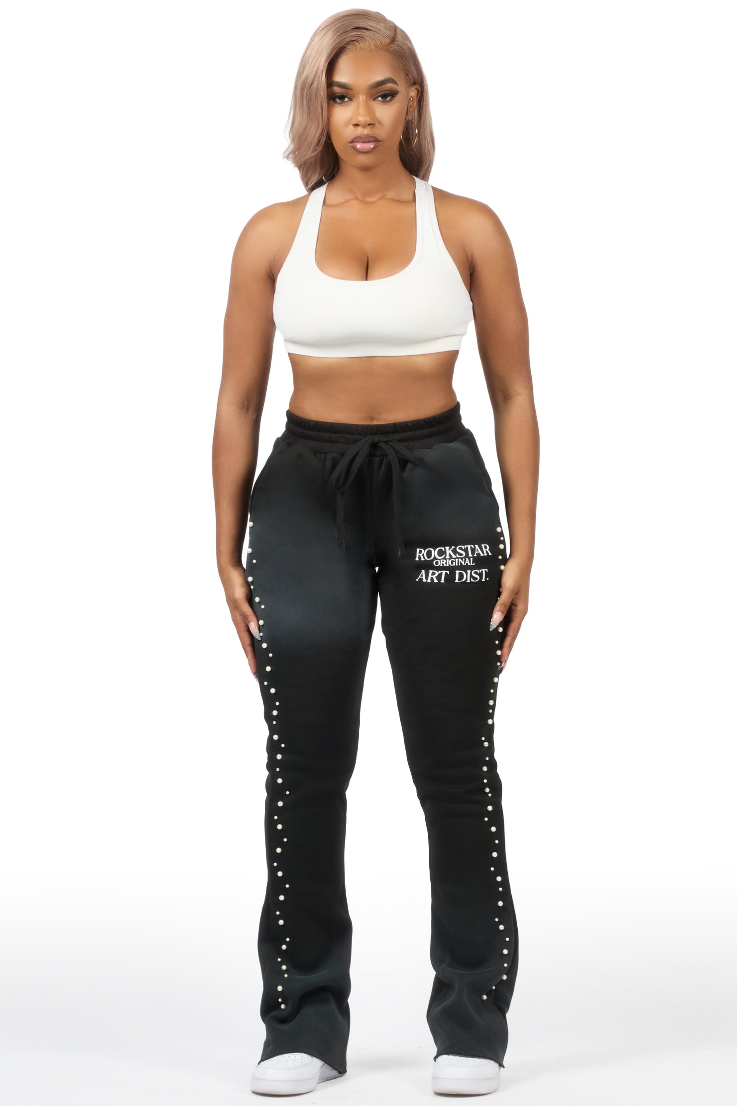 Nikkia Black Pearl Stacked Track Pant
